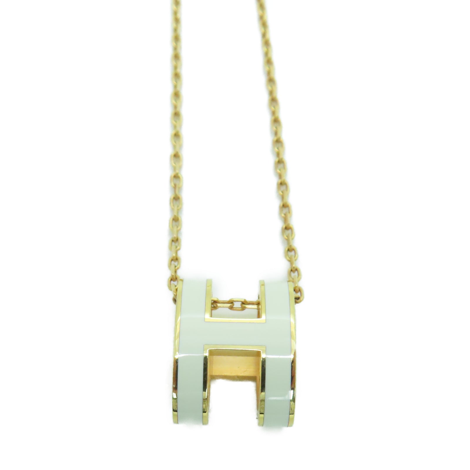 HERMES 金属Pop H Necklace项链白色/金色