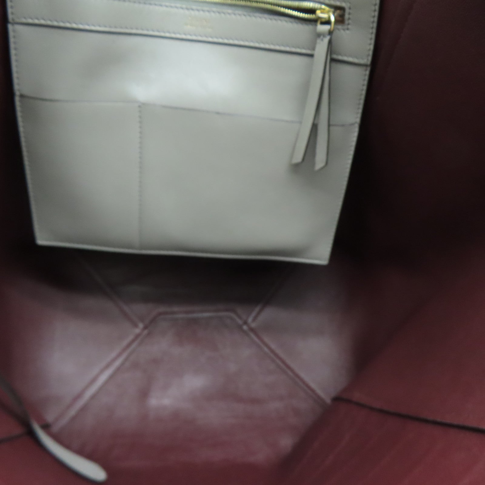 CELINE Cowhide Leather Tote Bag Gray