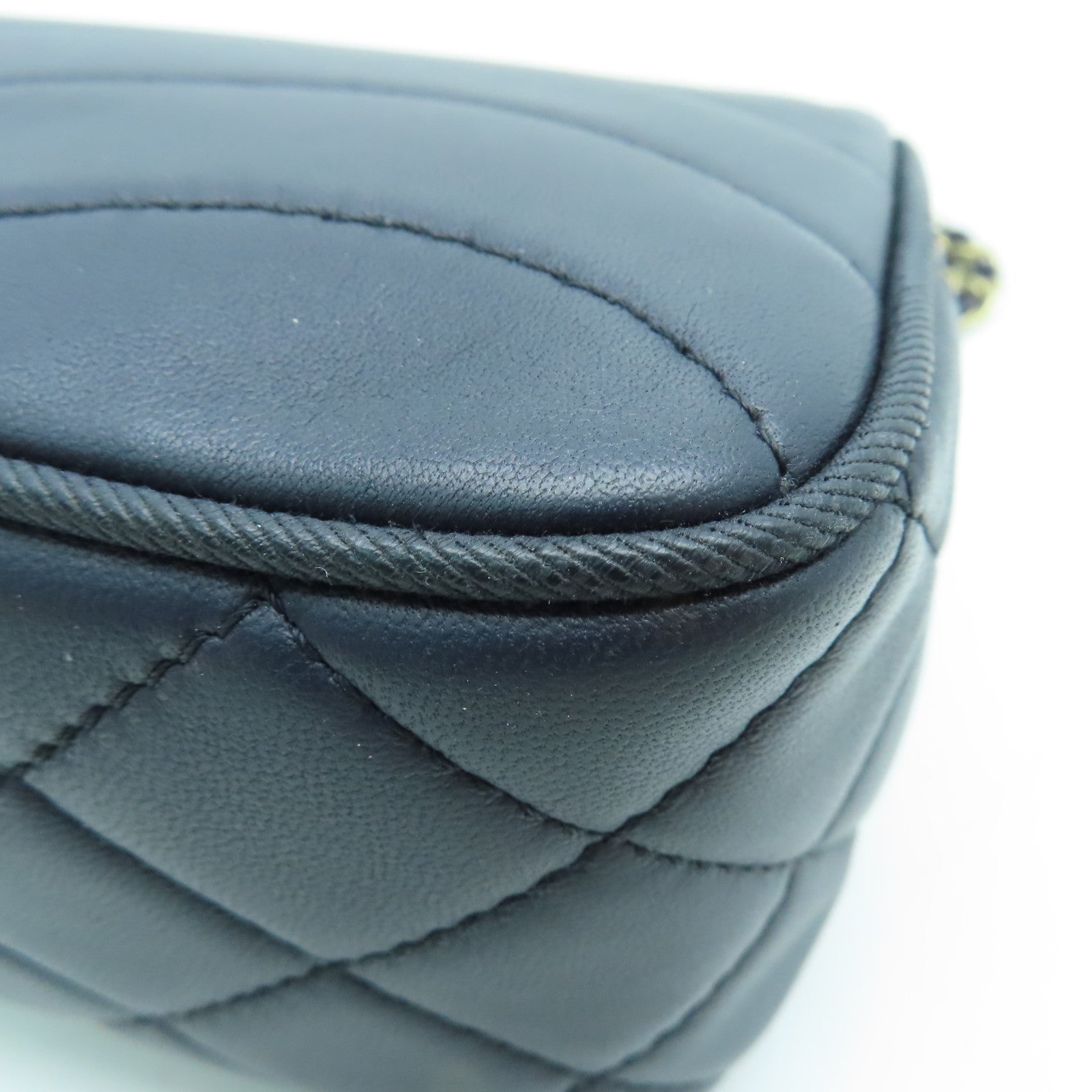 CHANEL 【激減優惠】羊皮皮革Chain Shoulder金扣肩背袋藍色
