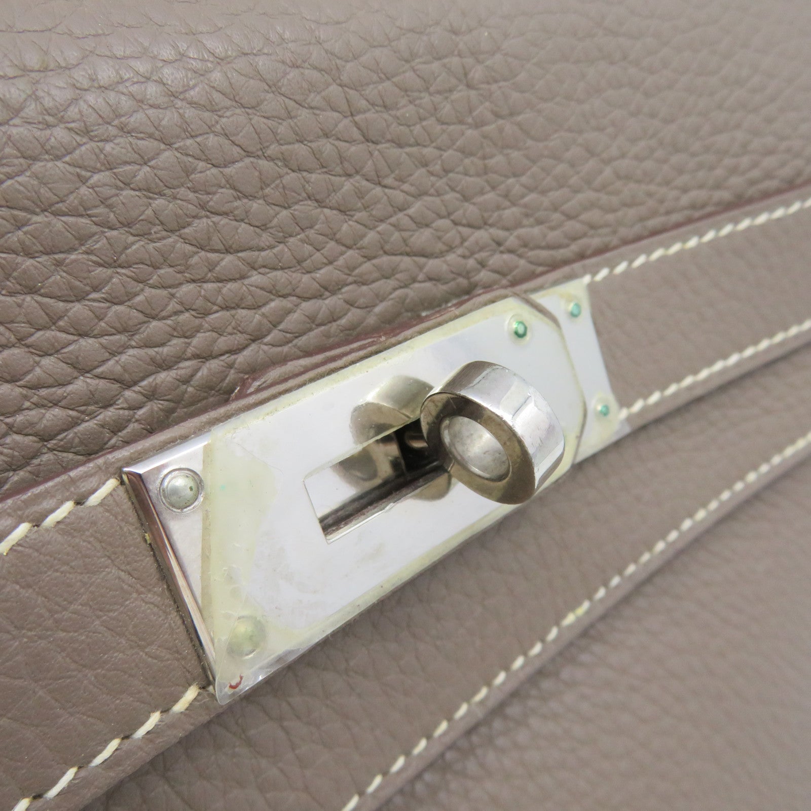 HERMES 【激减优惠】Clemence皮革银扣Shoulder Kelly Hand Bag手挽袋灰色