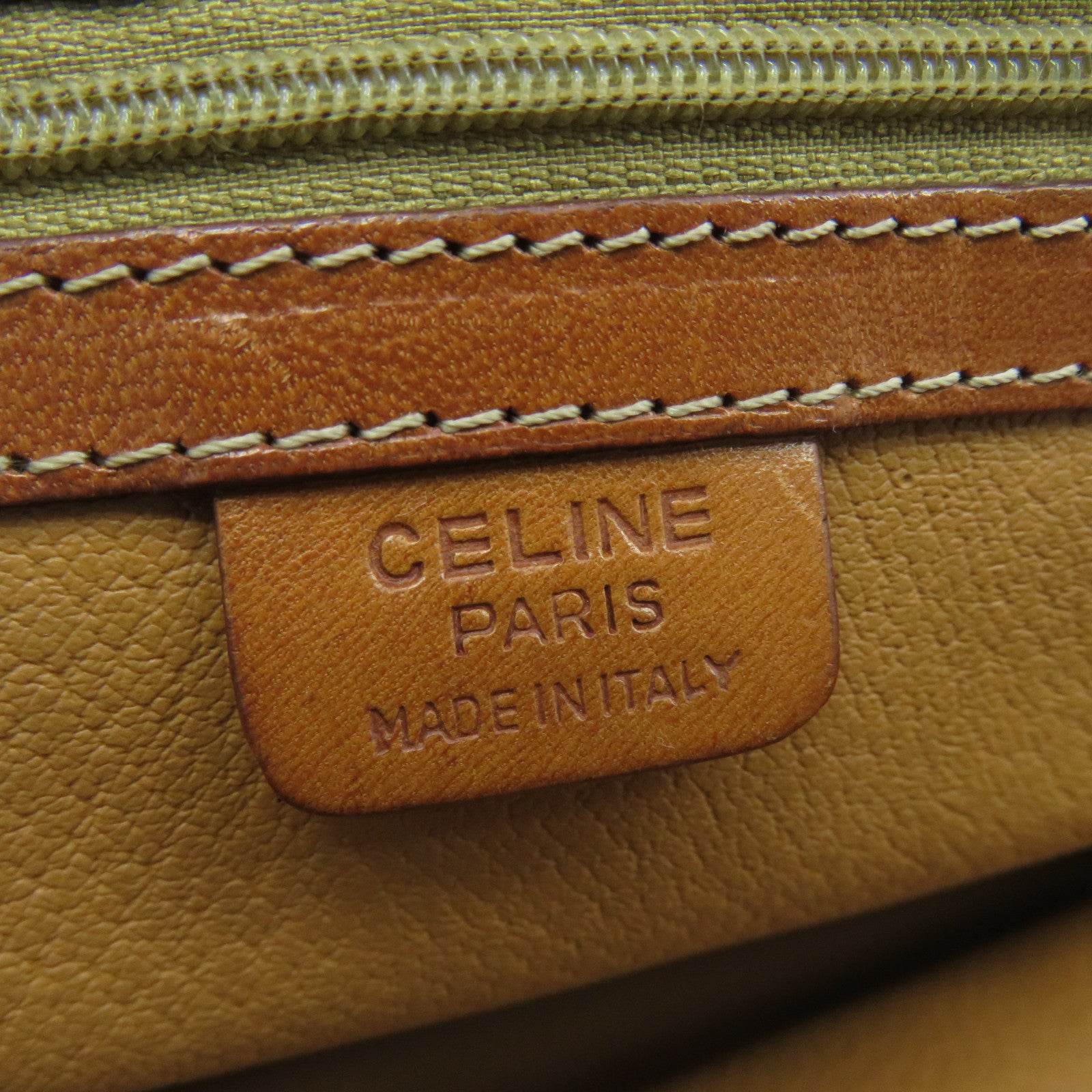 CELINE 塗層帆布Macadam Handbag金扣手挽袋啡色