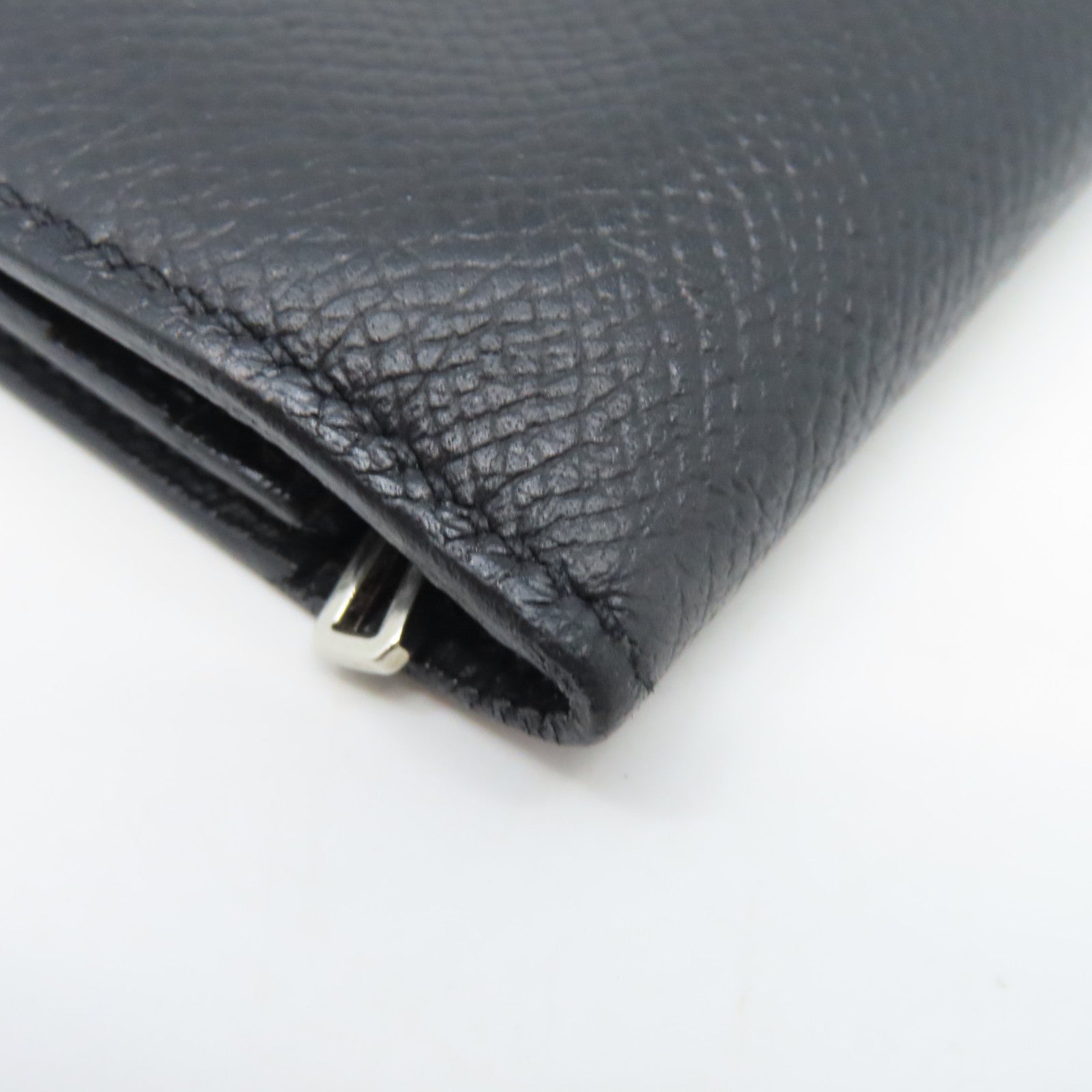 HERMES 【激減優惠】Veau Epsom皮革Bearn Wallet銀扣長錢包黑色