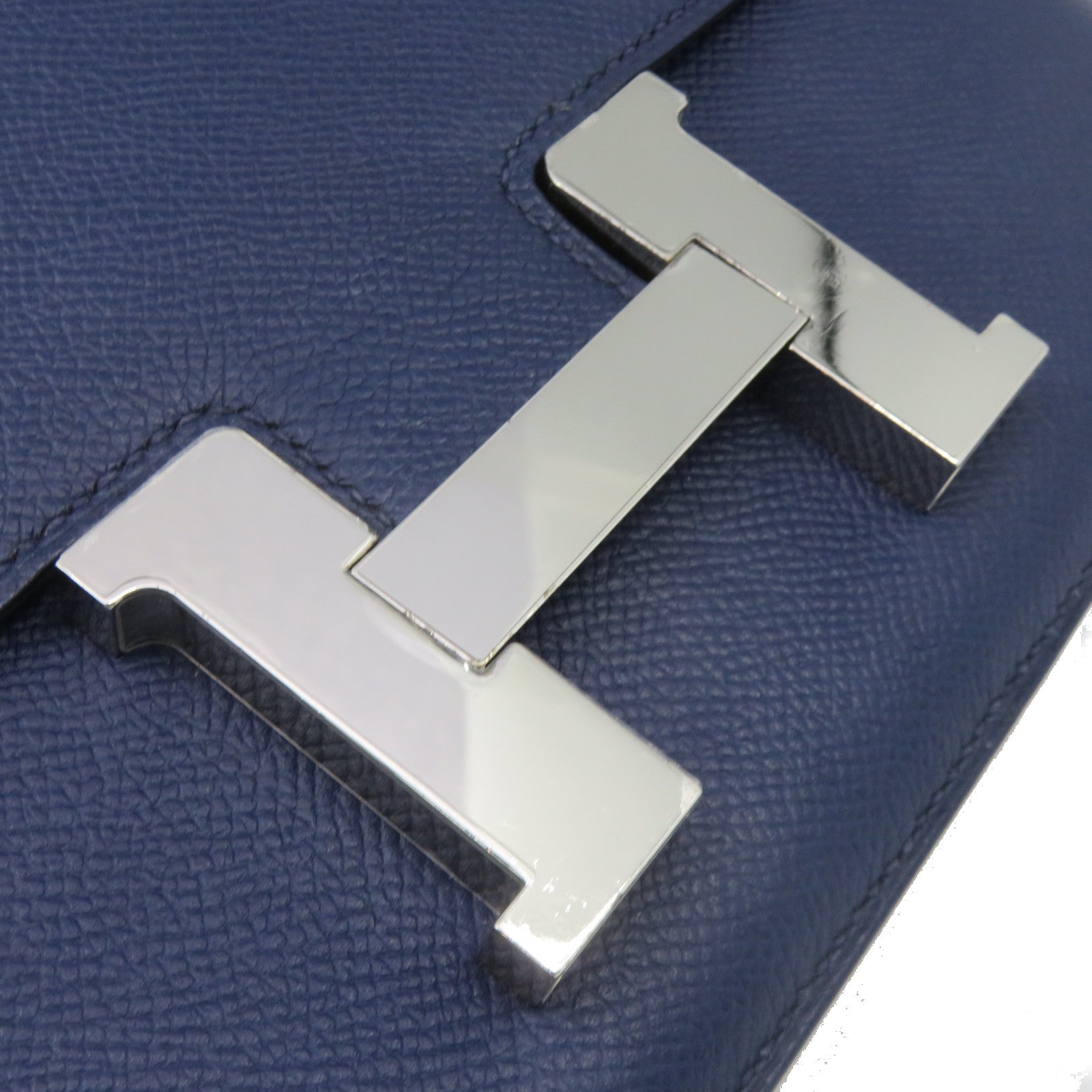 HERMES 【激減優惠】Epsom皮革Constance 24 Shoulder Bag銀扣肩背袋藍色