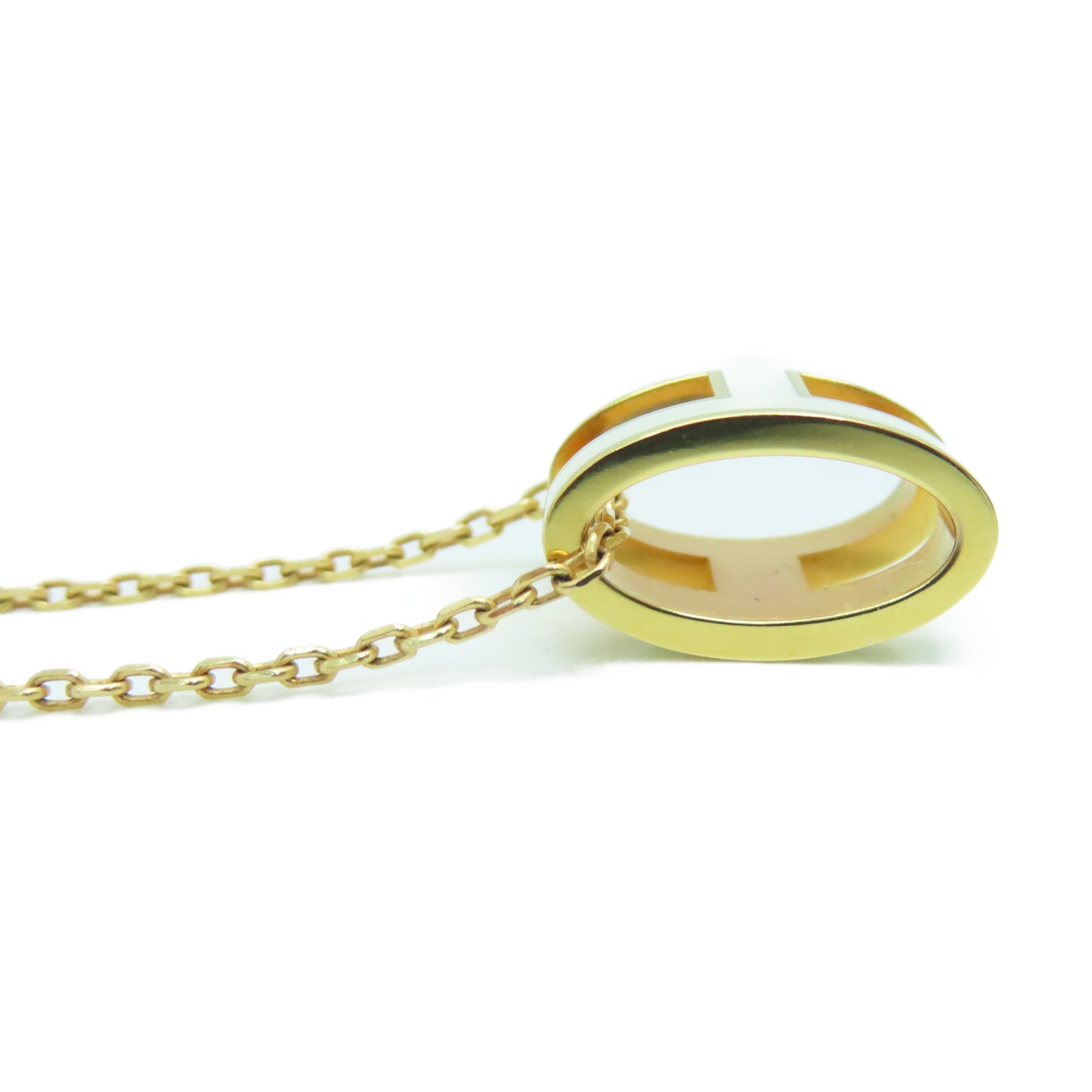 HERMES 金属Pop H Necklace项链白色/金色