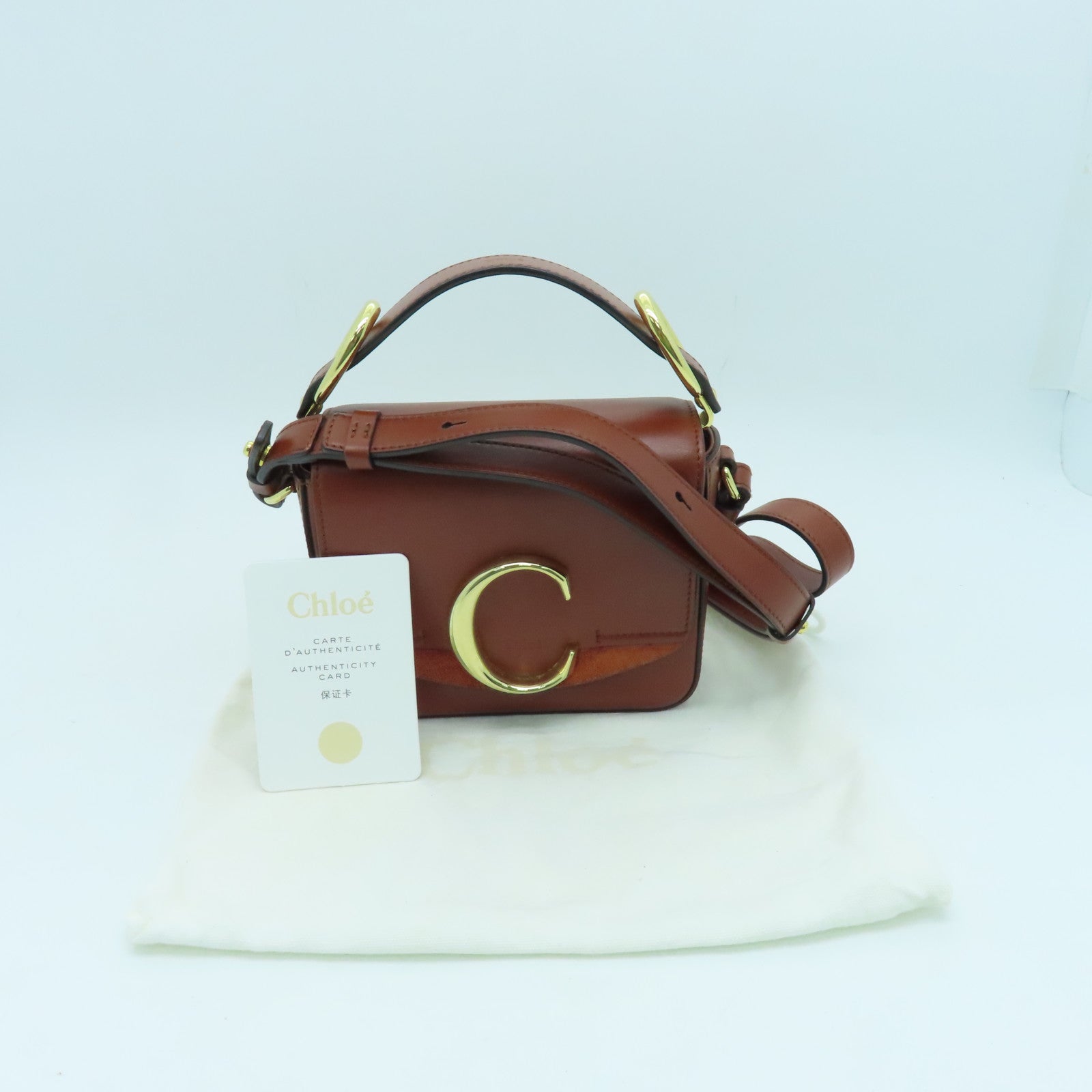 Chloe 牛皮皮革2way Shoulder Bag金扣手挽肩背两用袋啡色