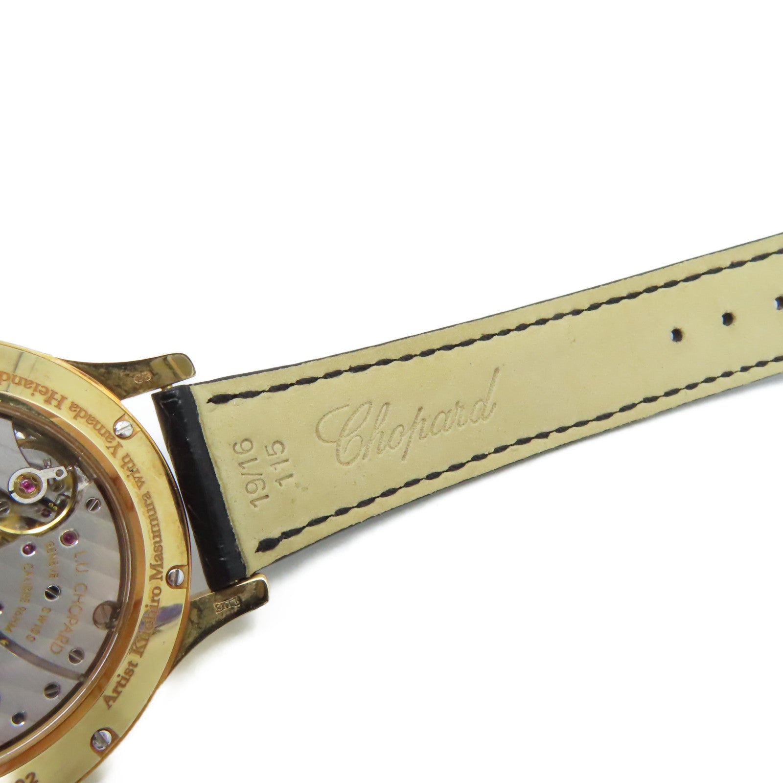 Chopard L.U.C Xp Urushi Watch 18K黃金/鱷魚皮革帶自動機芯手錶金色/黑色
