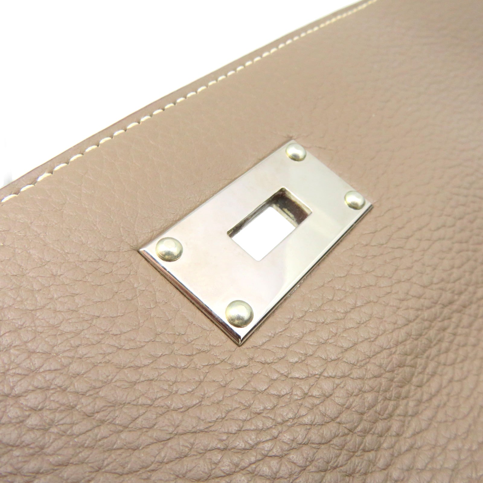 HERMES 【激减优惠】Clemence皮革银扣Shoulder Kelly Hand Bag手挽袋灰色
