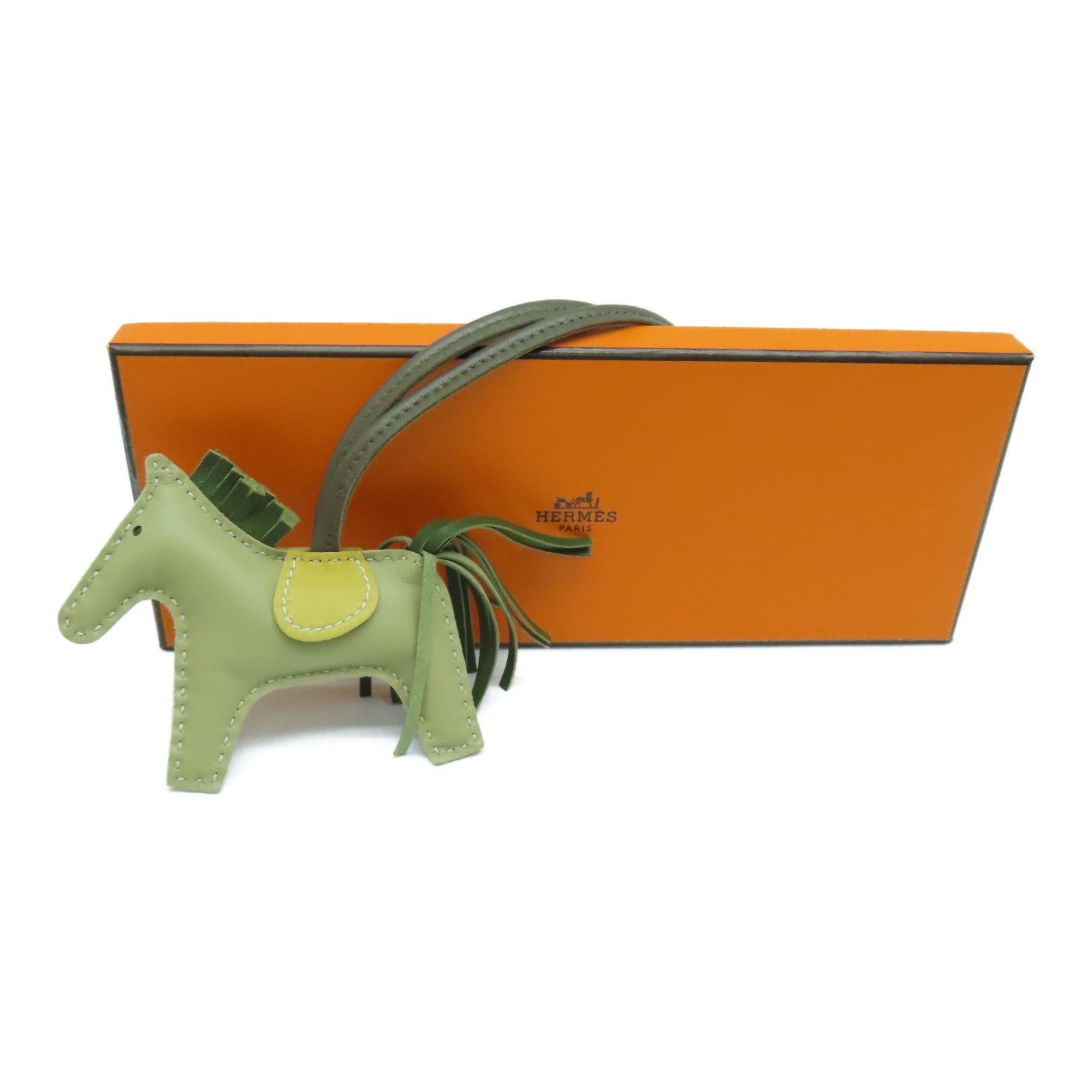 HERMES Swift皮革Rodeo S掛飾綠色/卡其色