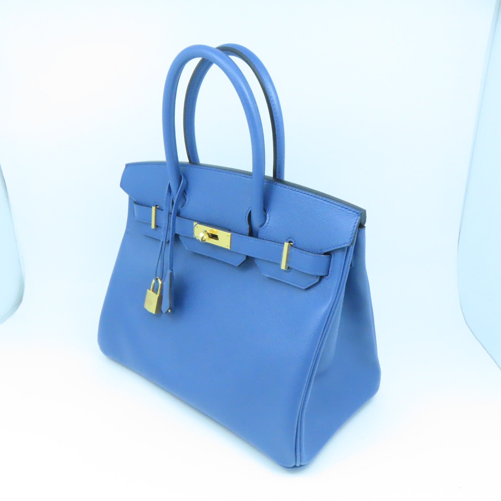 HERMES Epsom皮革Birkin 30金扣手挽袋Blue Agate藍色