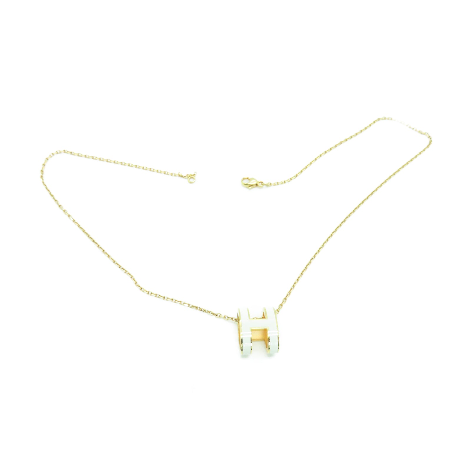 HERMES 金属Pop H Necklace项链白色/金色