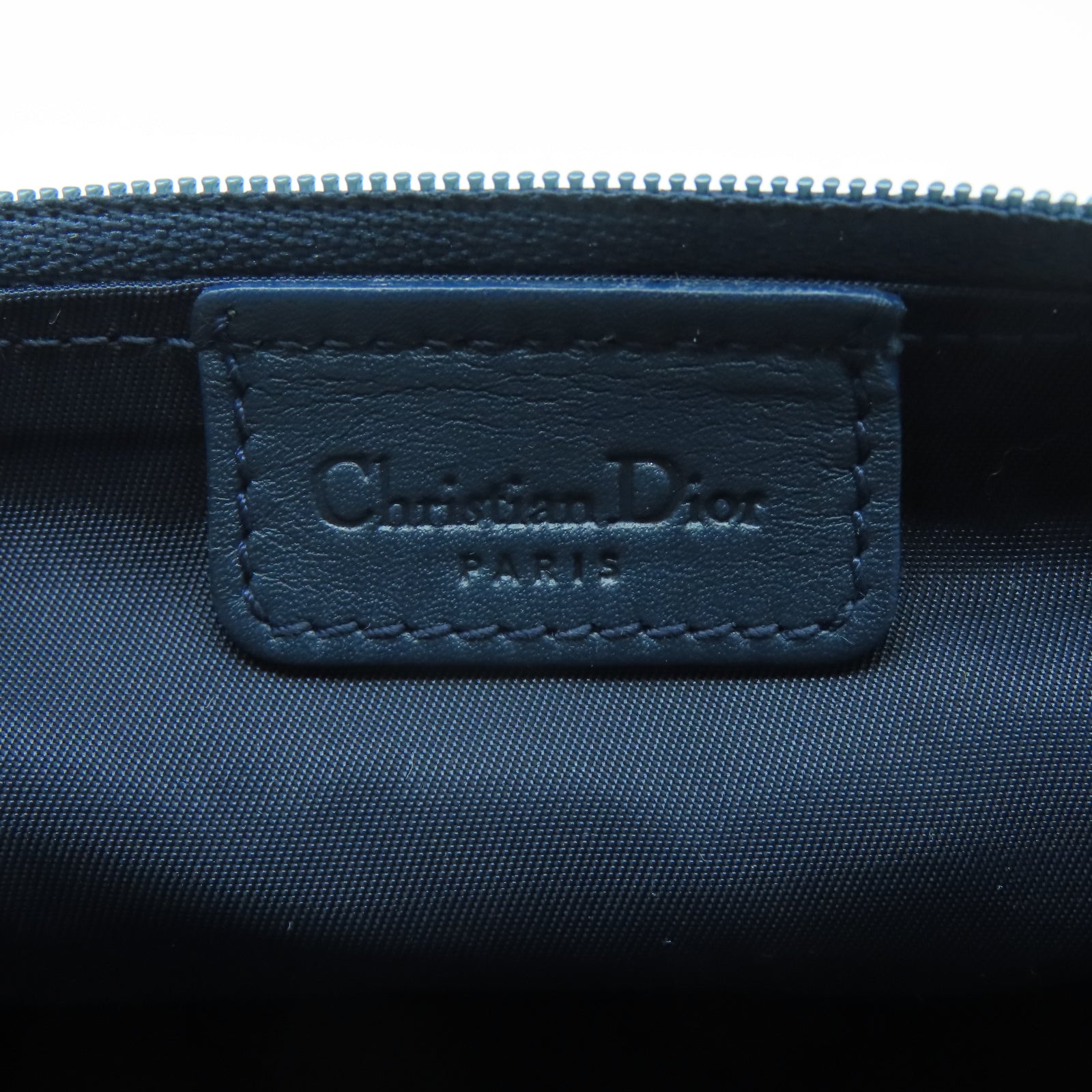 Dior 帆布Acc Pouch金扣手拿包藍色