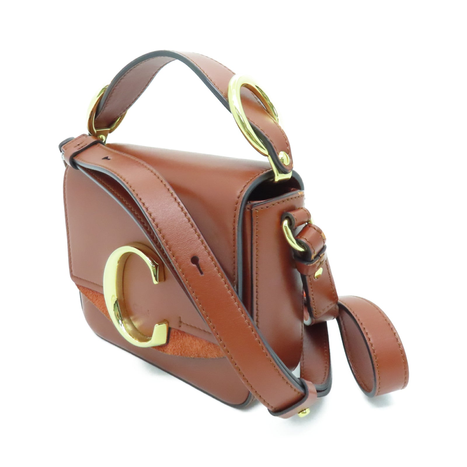 Chloe 牛皮皮革2way Shoulder Bag金扣手挽肩背两用袋啡色