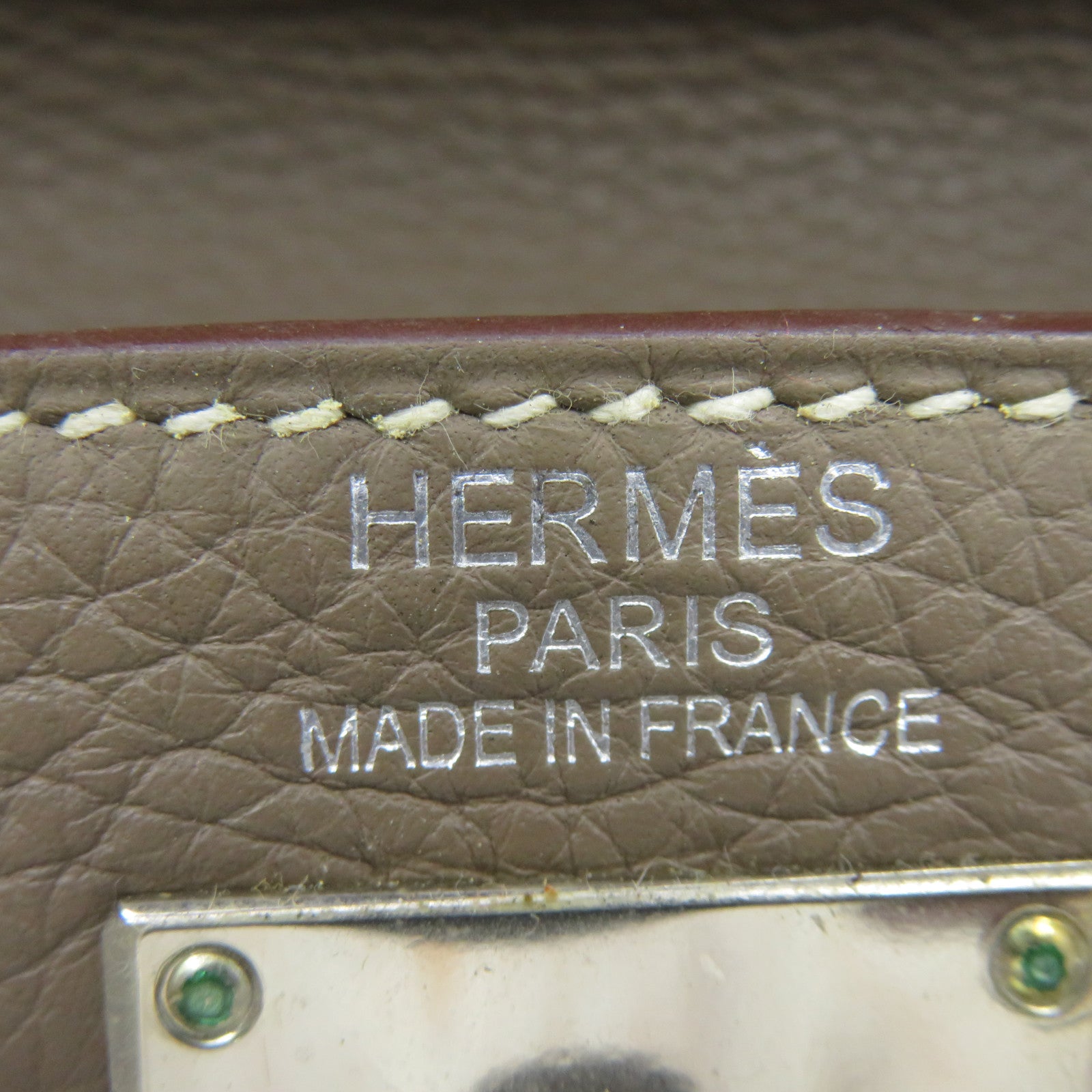 HERMES 【激减优惠】Clemence皮革银扣Shoulder Kelly Hand Bag手挽袋灰色