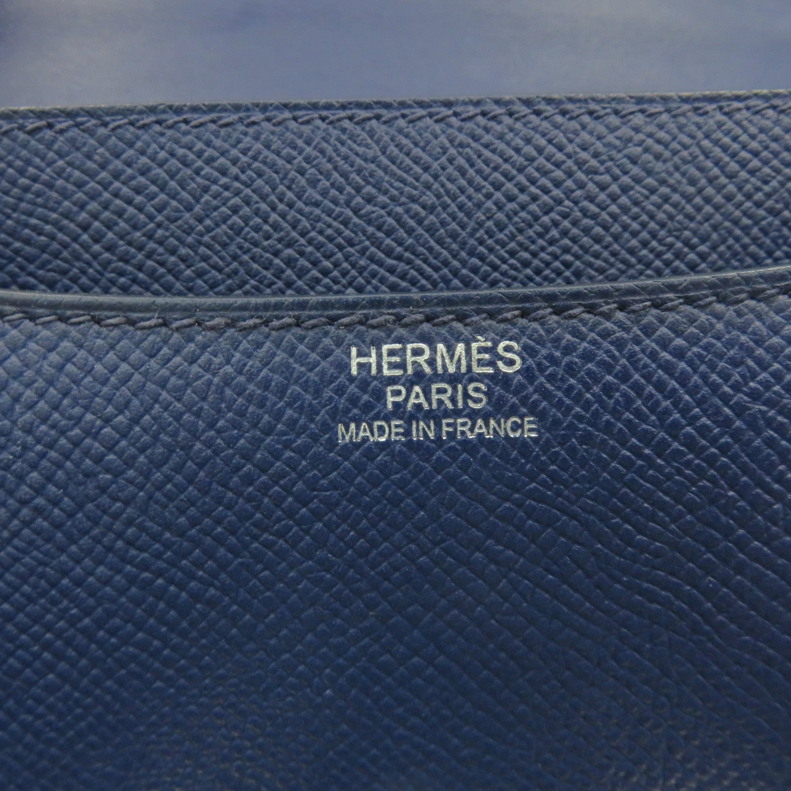 HERMES 【激減優惠】Epsom皮革Constance 24 Shoulder Bag銀扣肩背袋藍色