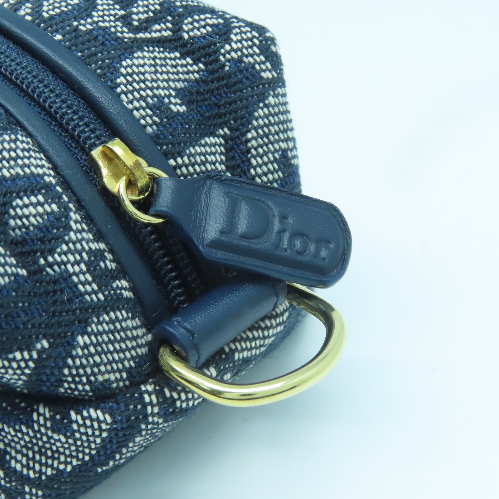 Dior 帆布Acc Pouch金扣手拿包藍色