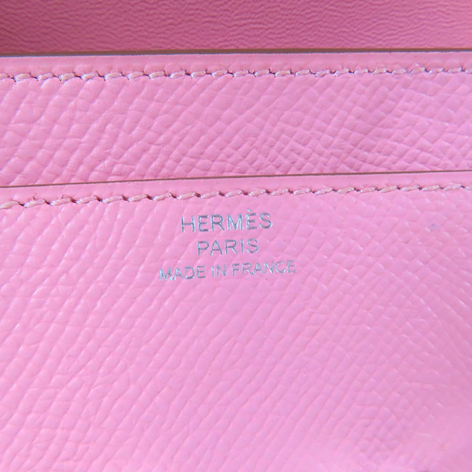 HERMES Veau Epsom皮革Constance Wallet銀扣長錢包Rose Confetti糖果粉色