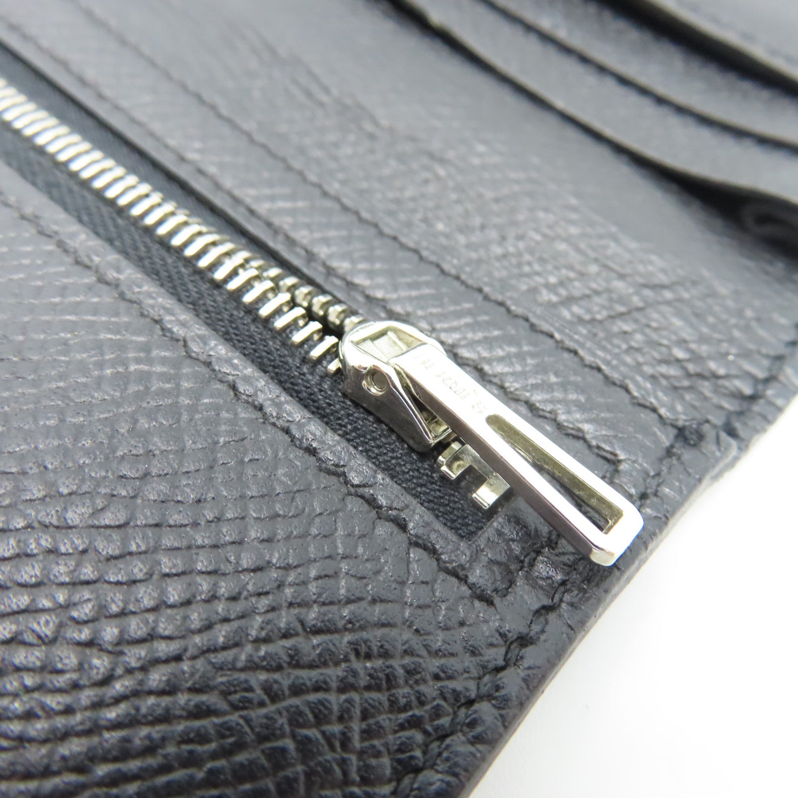 HERMES 【激減優惠】Veau Epsom皮革Bearn Wallet銀扣長錢包黑色