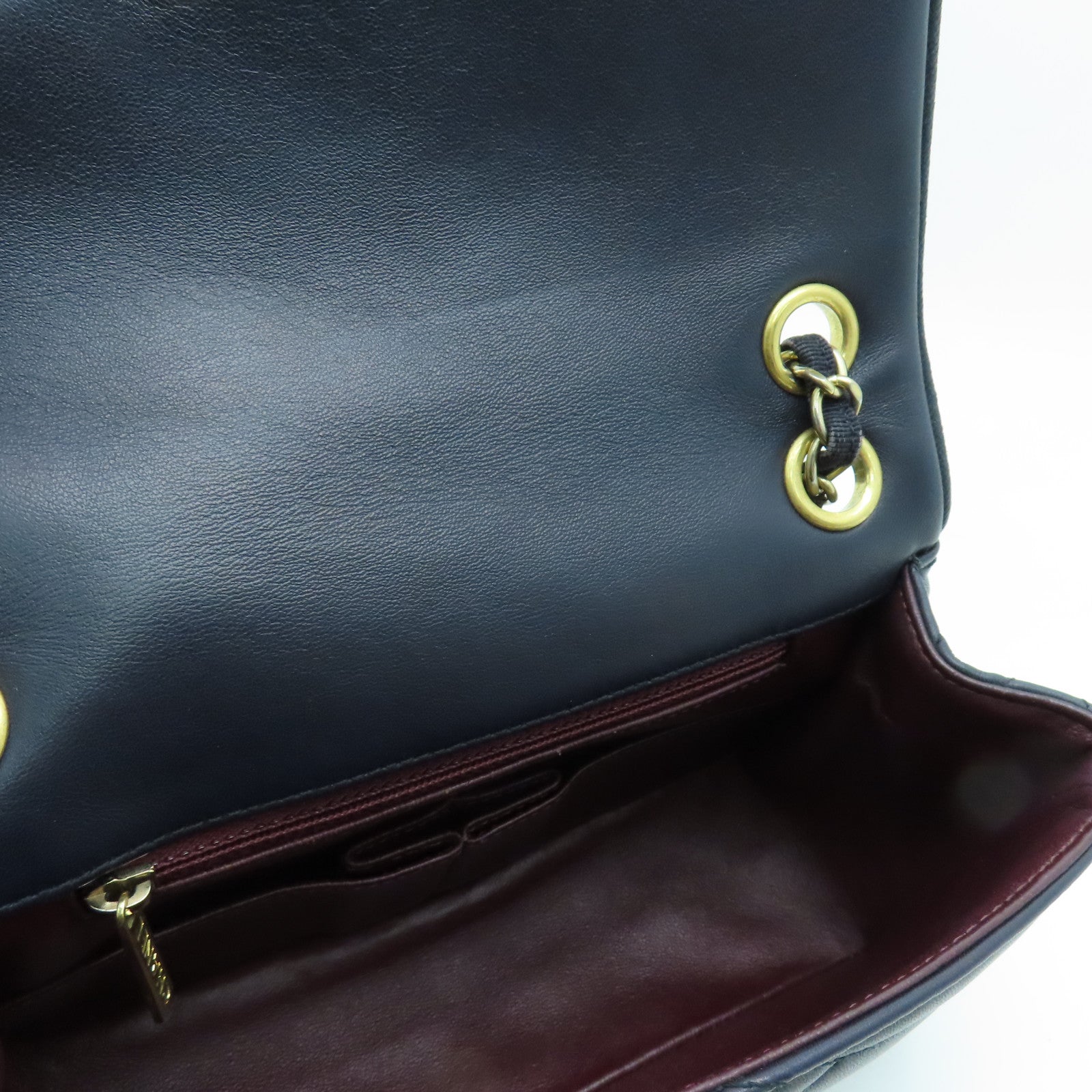 CHANEL 【激減優惠】羊皮皮革Chain Shoulder金扣肩背袋藍色