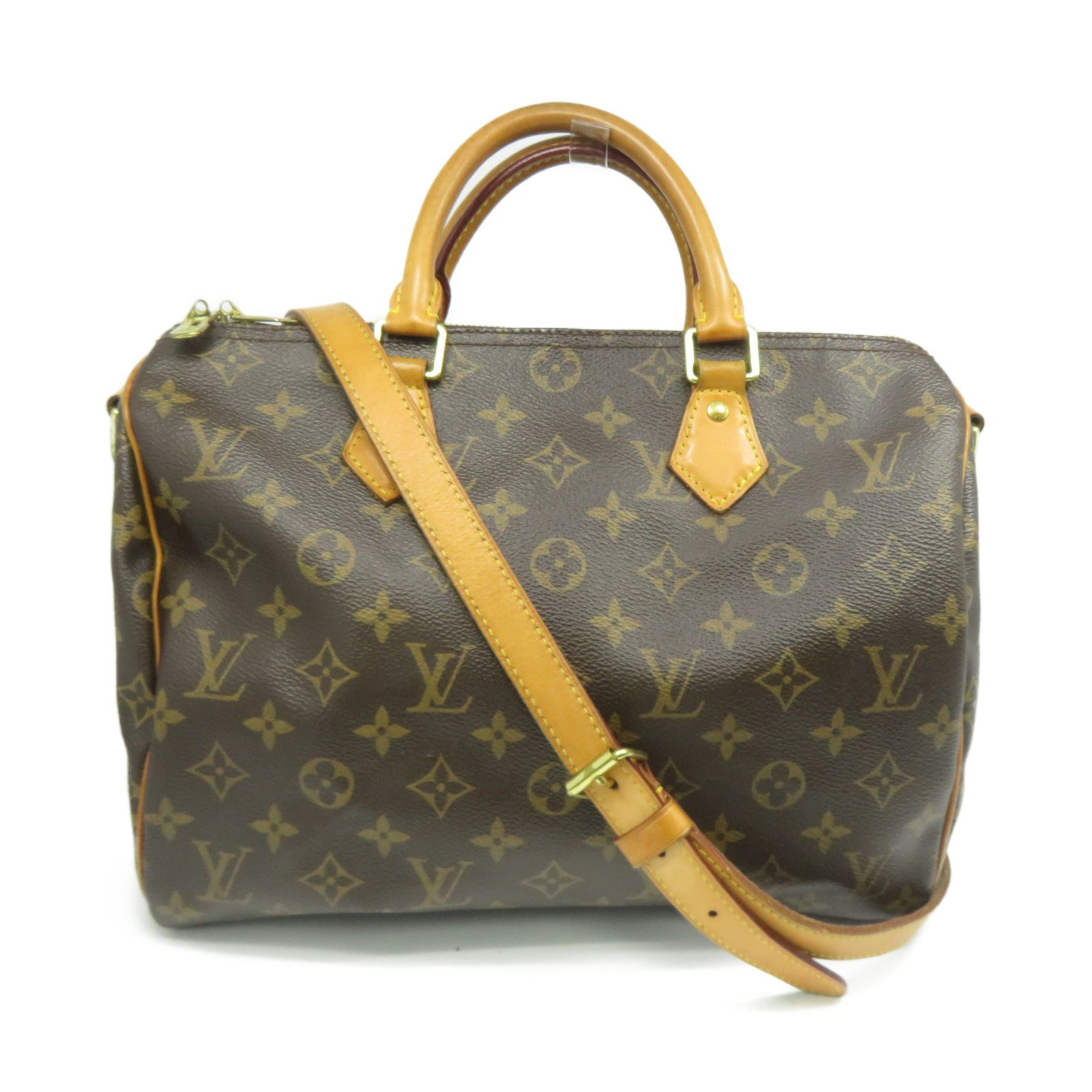 LOUIS VUITTON Monogram Speedy Bandouliere 30金扣手挽肩背兩用袋啡色
