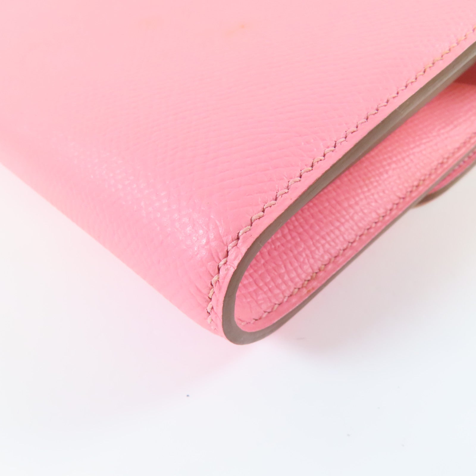 HERMES Veau Epsom皮革Constance Wallet銀扣長錢包Rose Confetti糖果粉色