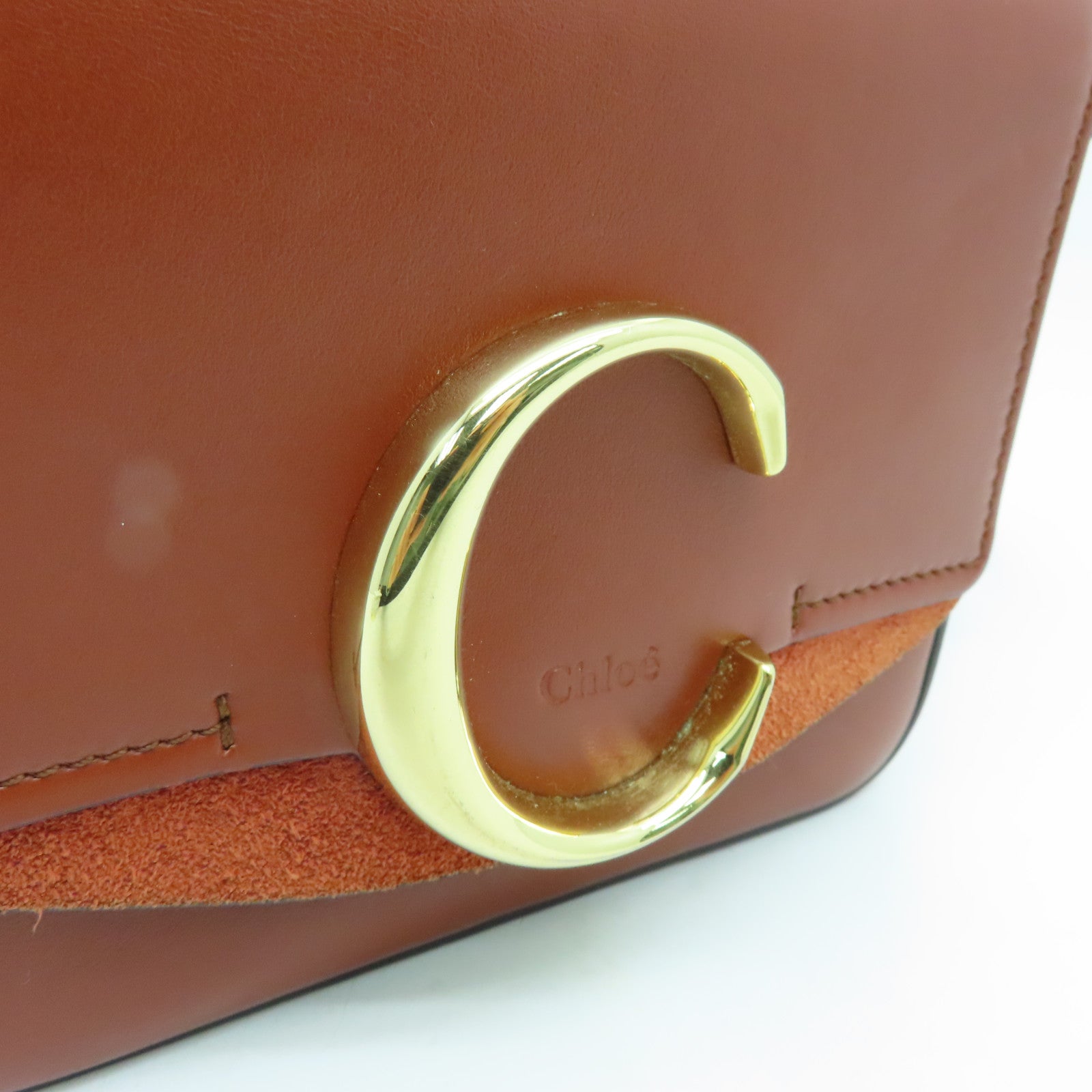 Chloe 牛皮皮革2way Shoulder Bag金扣手挽肩背两用袋啡色