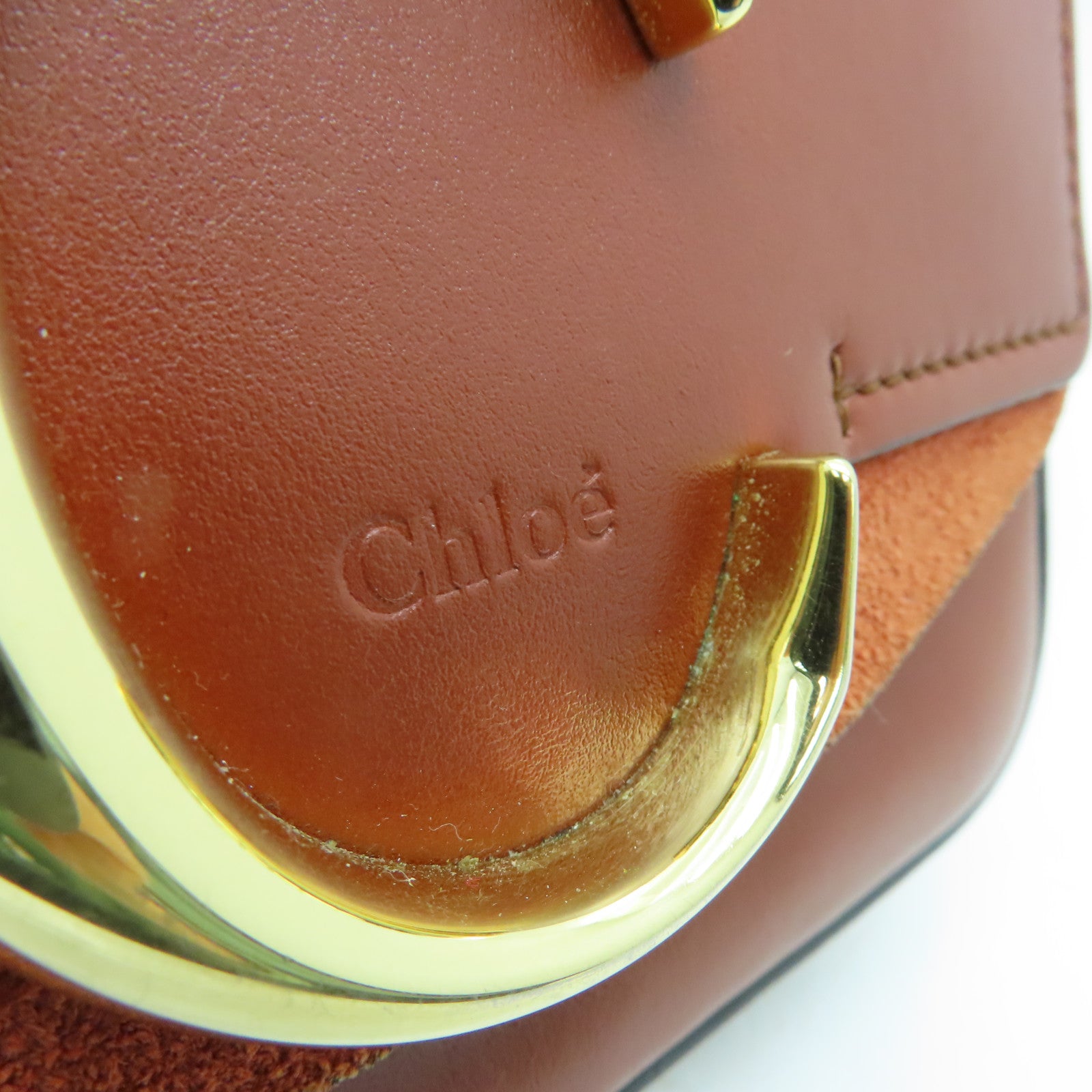 Chloe 牛皮皮革2way Shoulder Bag金扣手挽肩背两用袋啡色