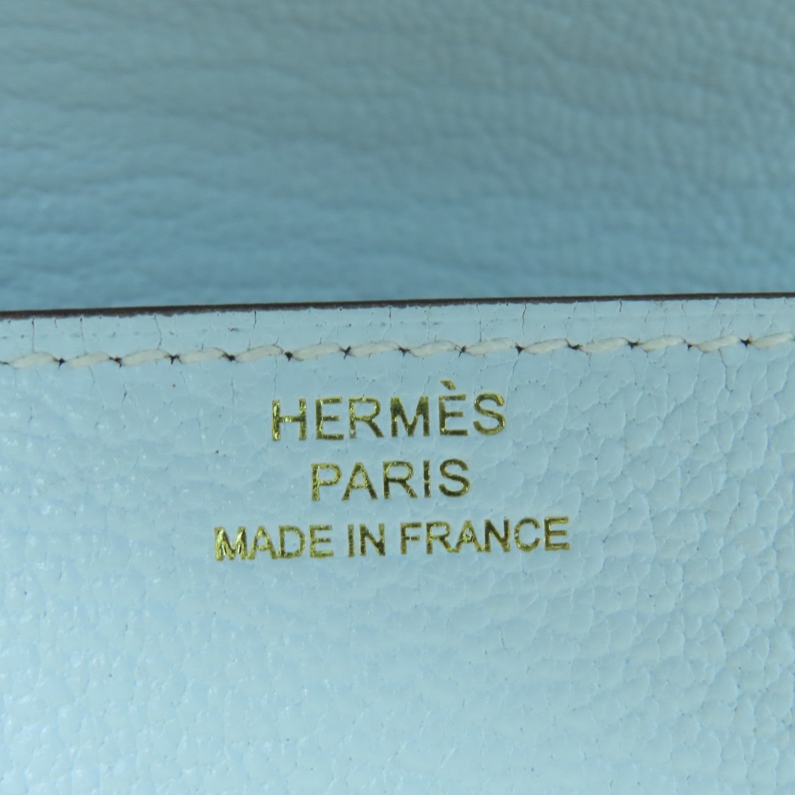 HERMES 【激減優惠】Chevre皮革Roulis Silm金扣錢包霧霾藍
