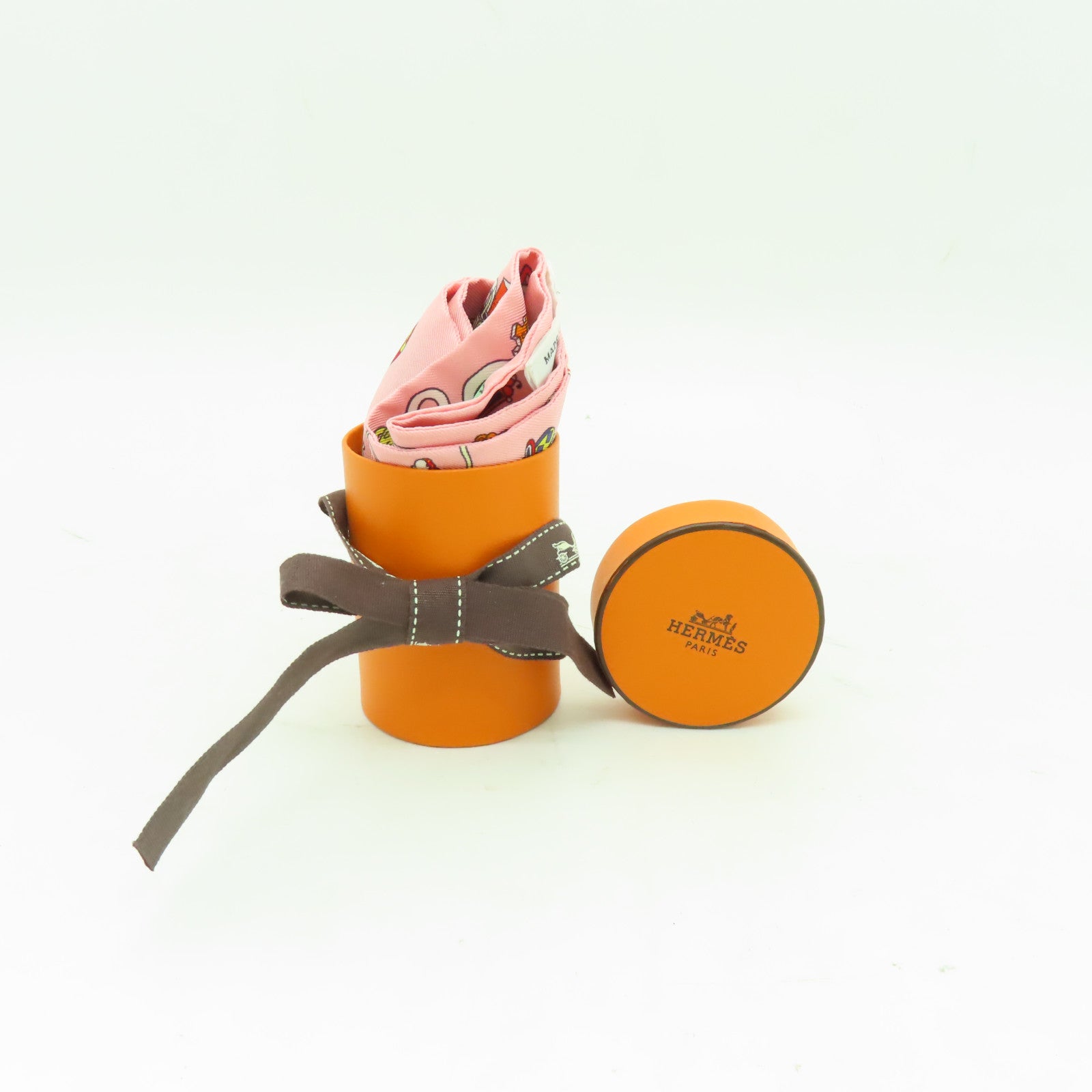 HERMES 絲質Twilly絲巾粉紅色/彩色
