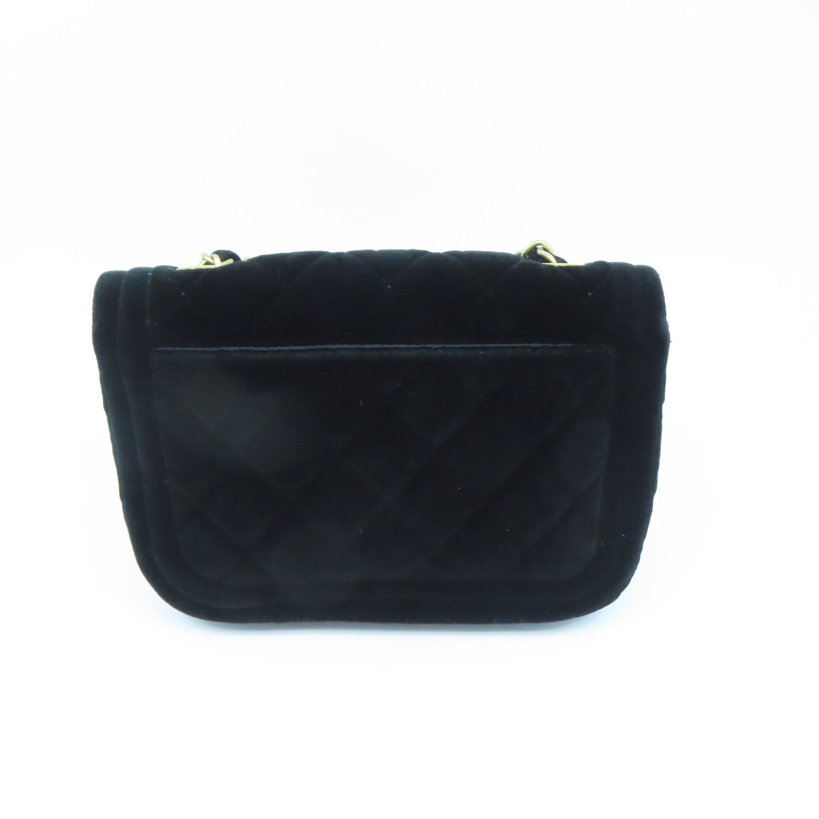 CHANEL Rhombus Velvet Chain Shoulder Bag Gold Buckle Chain Belt Shoulder Bag Black