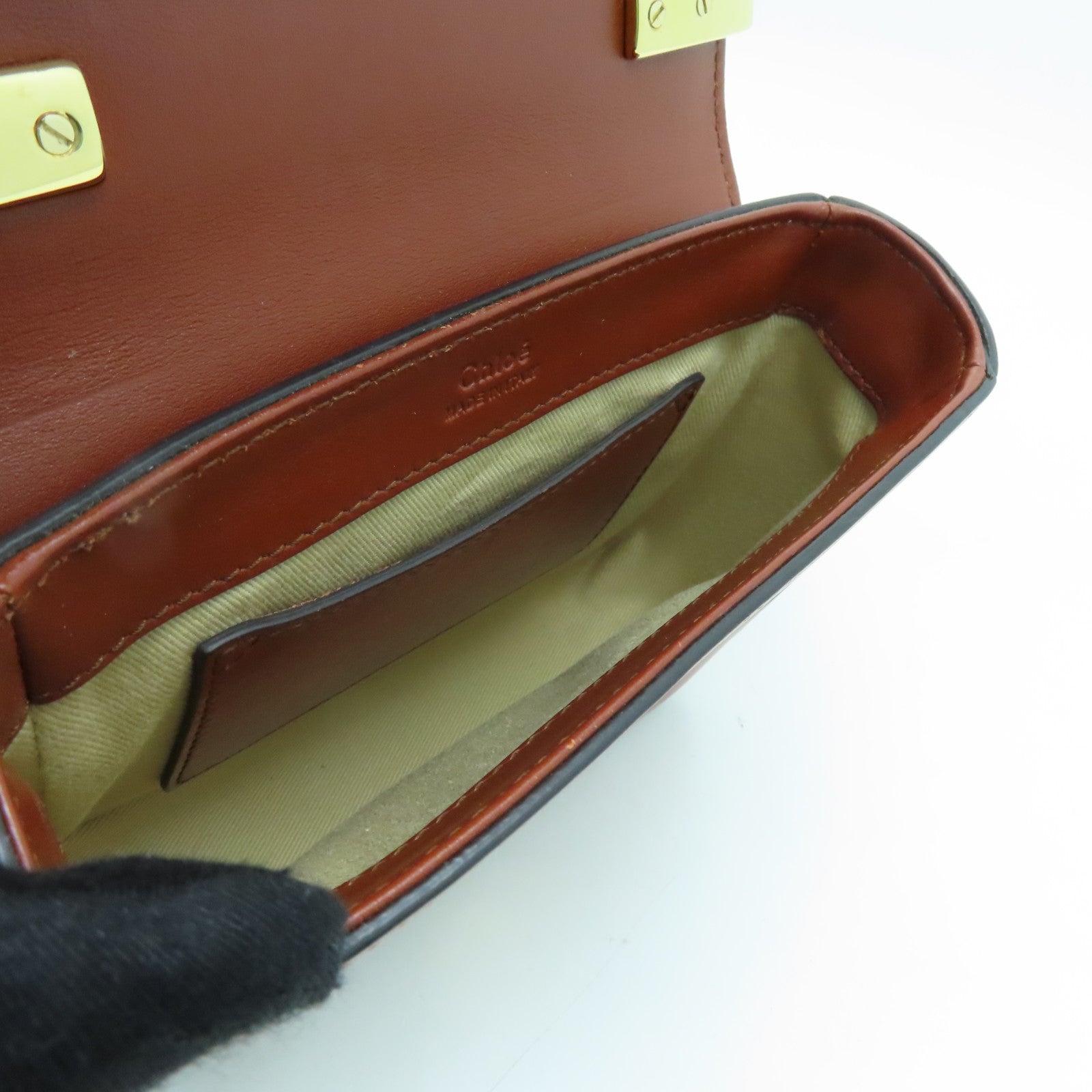 Chloe 牛皮皮革2way Shoulder Bag金扣手挽肩背两用袋啡色