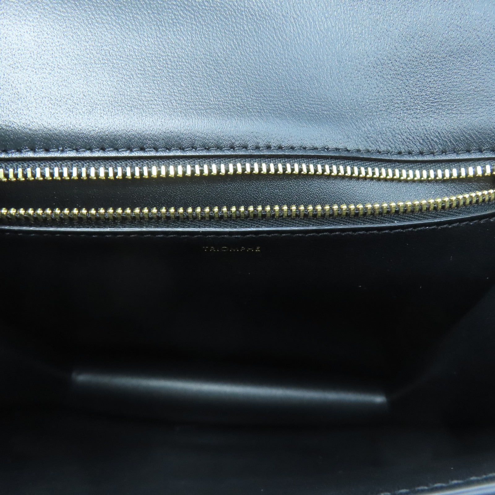 CELINE cowhide leather Shoulder Bag gold buckle chain shoulder bag black