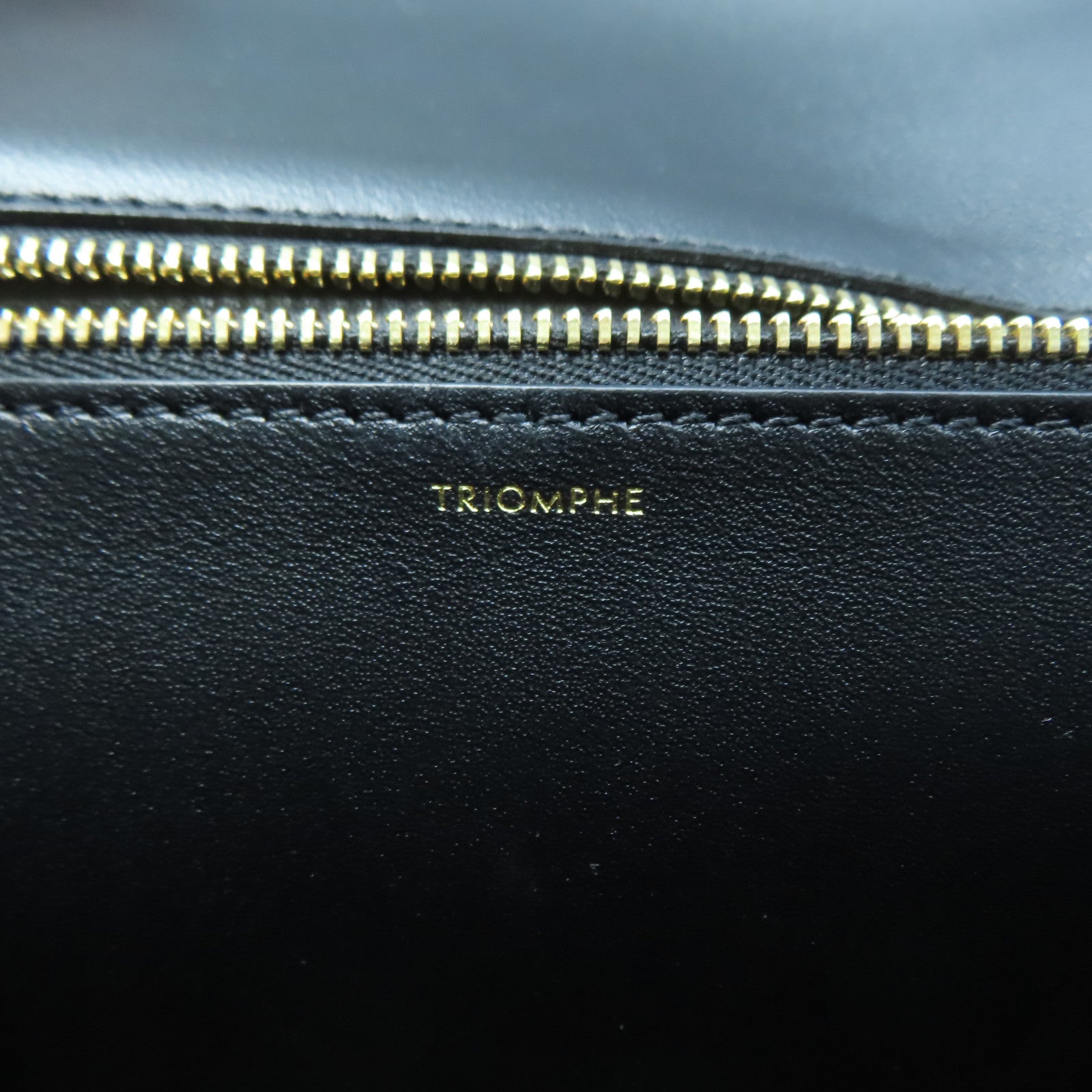 CELINE cowhide leather Shoulder Bag gold buckle chain shoulder bag black