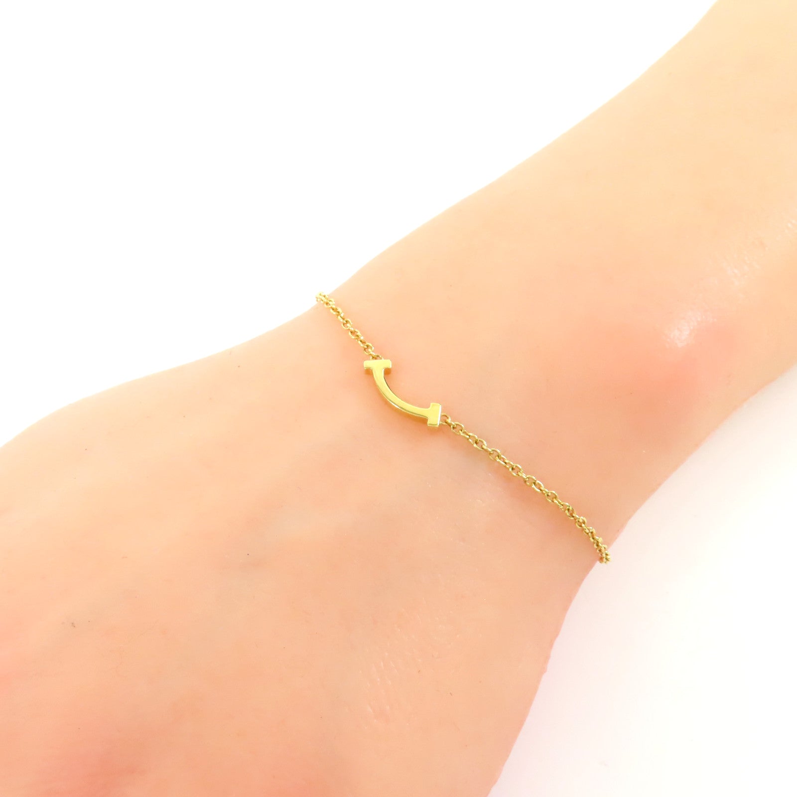 TIFFANY＆CO 18K黃金T Smile手鏈金色