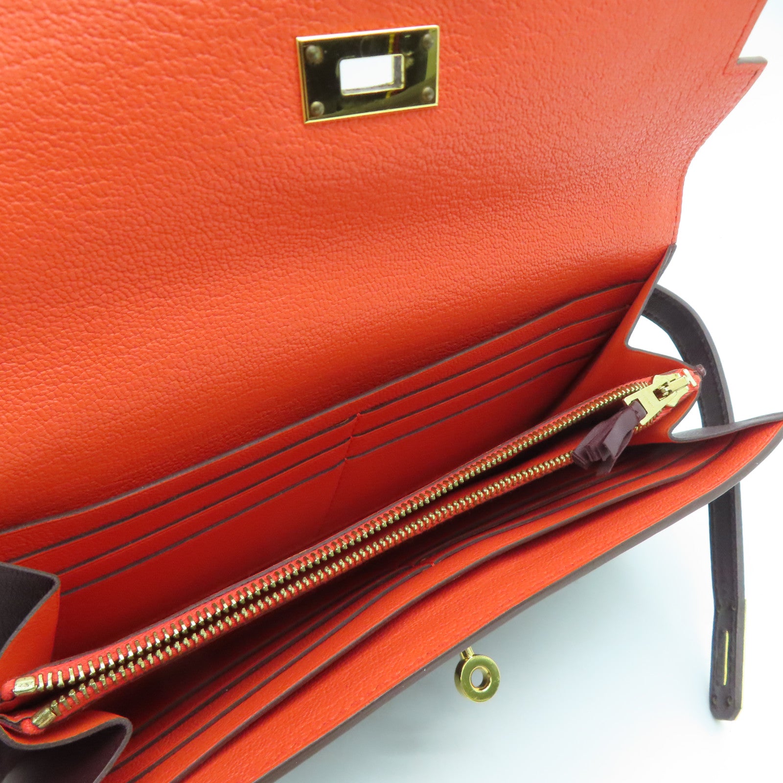 HERMES 【激減優惠】Swift/Chevre皮革Kelly Ghillies Long Wallet長錢包雙色