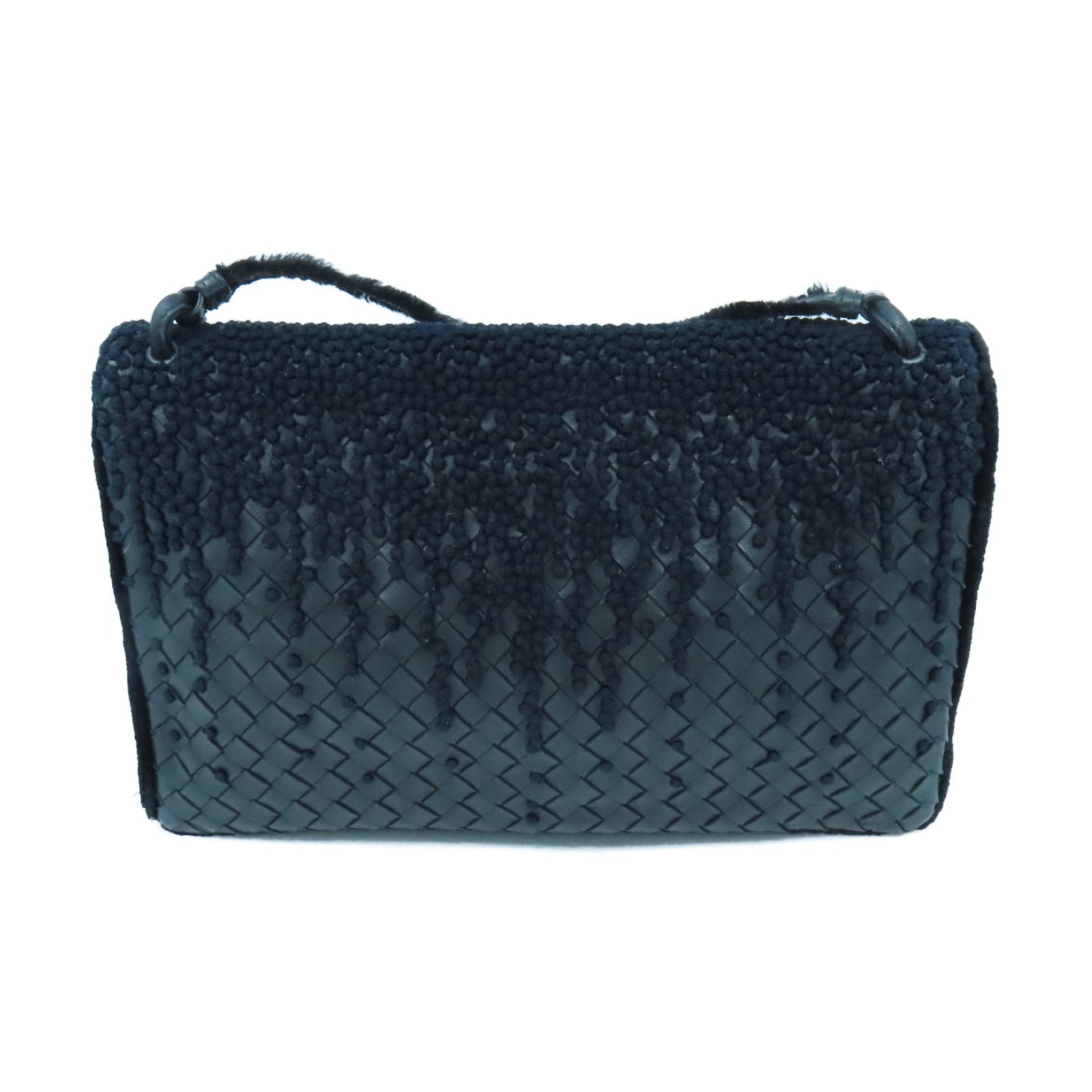 BOTTEGA VENETA 织纹皮革Shoulder Bag肩背袋黑色