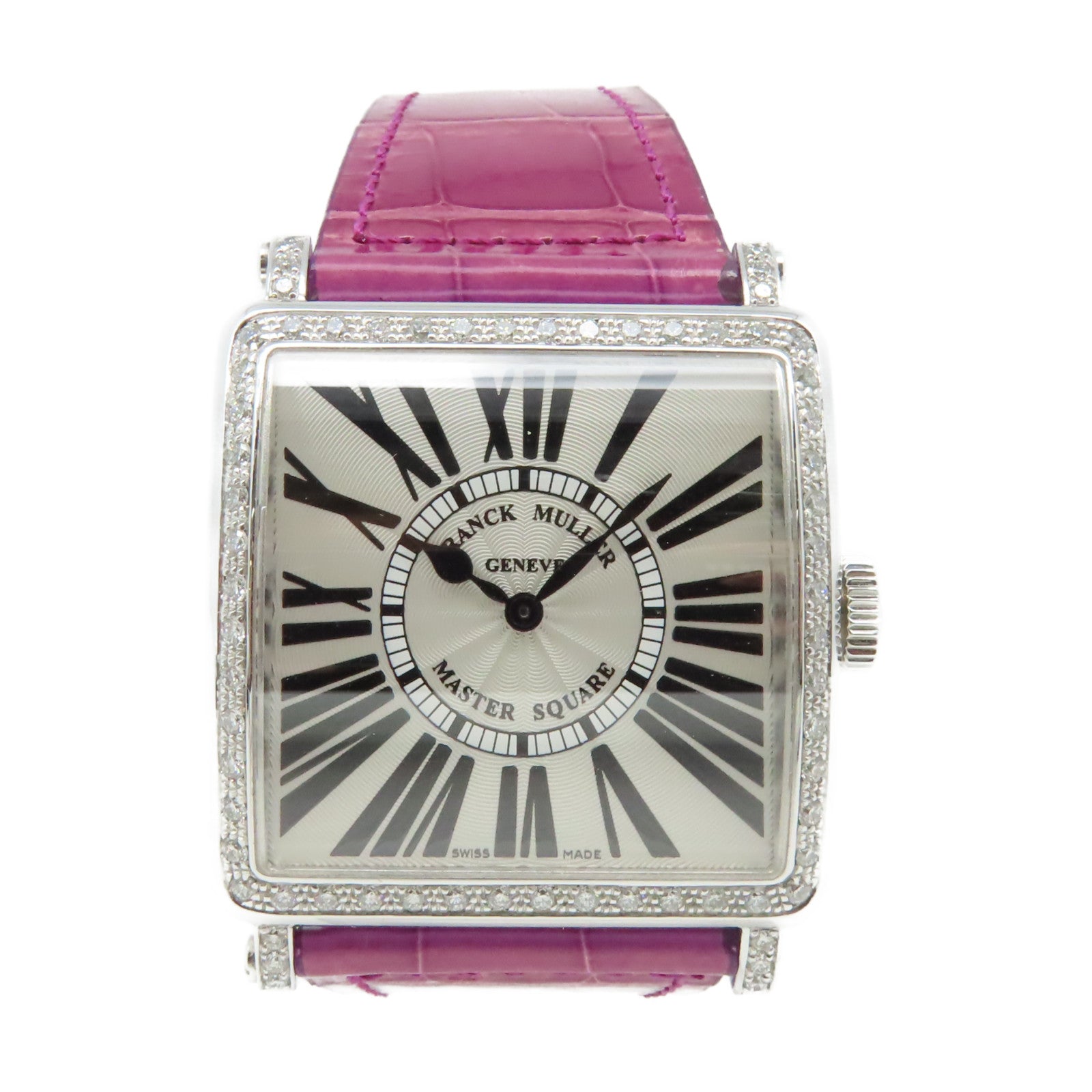 FRANCK MULLER Master Square Dia Watch不鏽鋼/鱷魚皮革帶石英機芯手錶銀色