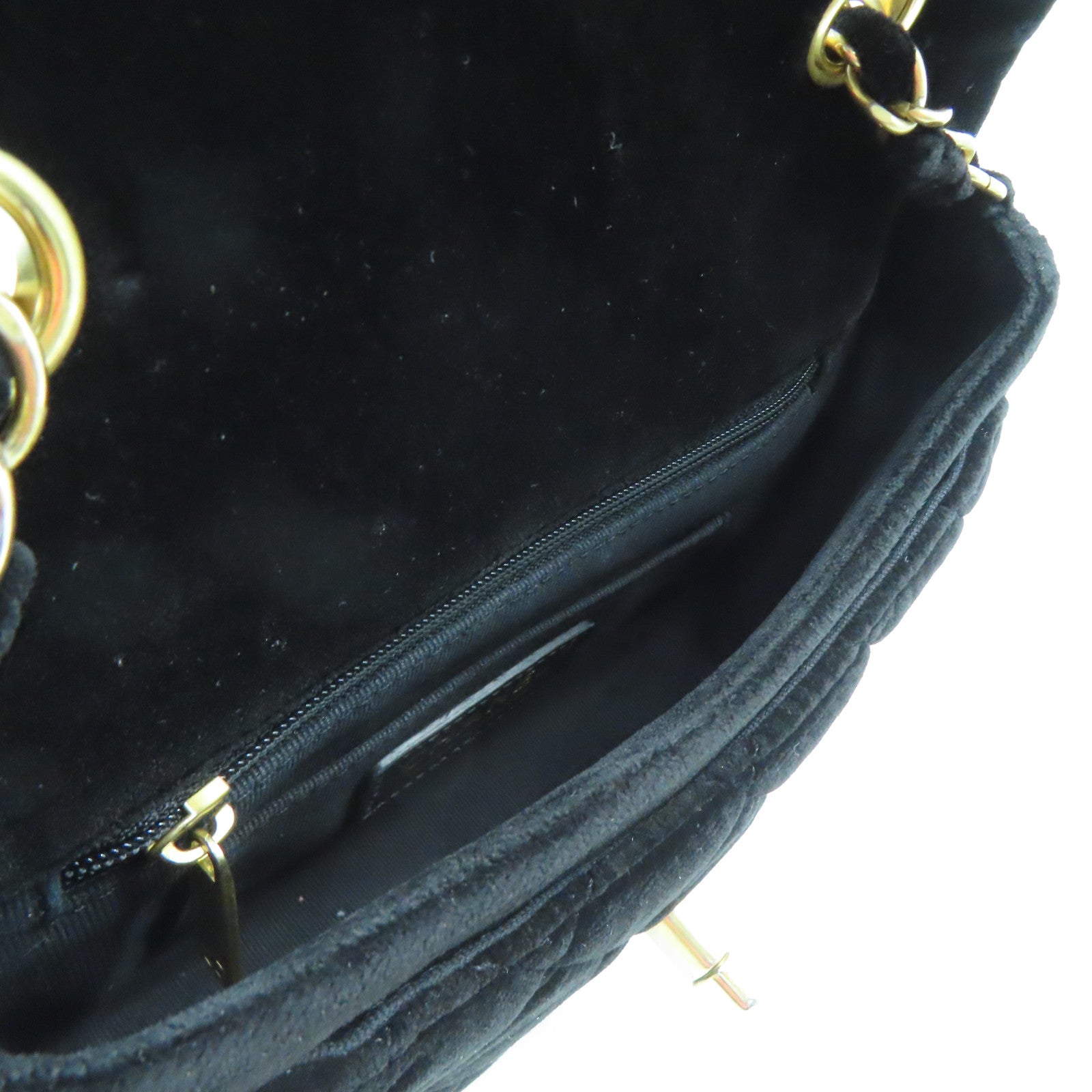 CHANEL Rhombus Velvet Chain Shoulder Bag Gold Buckle Chain Belt Shoulder Bag Black
