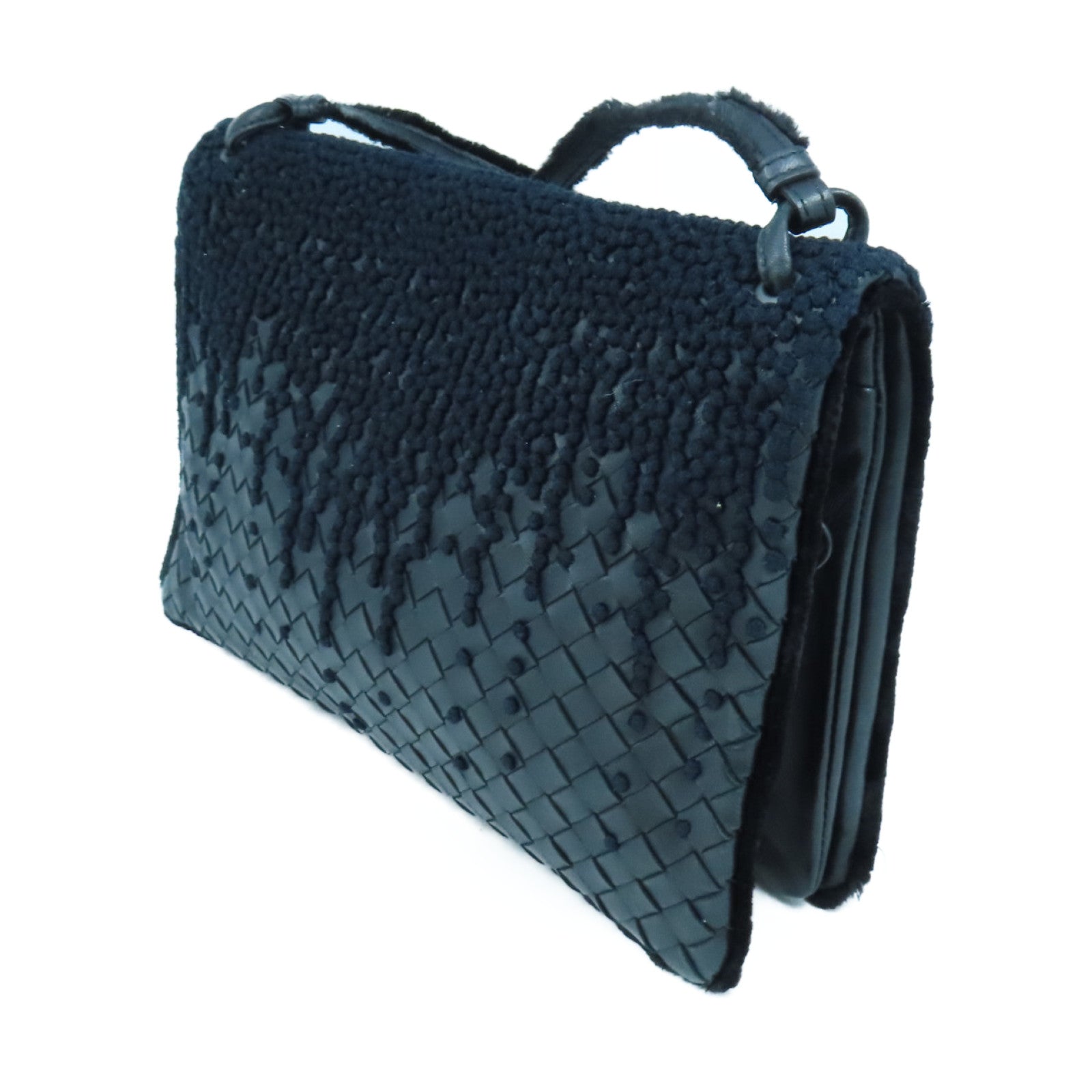 BOTTEGA VENETA 织纹皮革Shoulder Bag肩背袋黑色