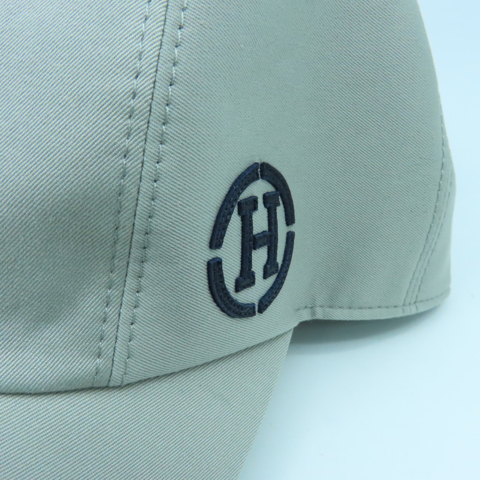 HERMES Cotton Mile H Circle Cap 59 Cap Gray