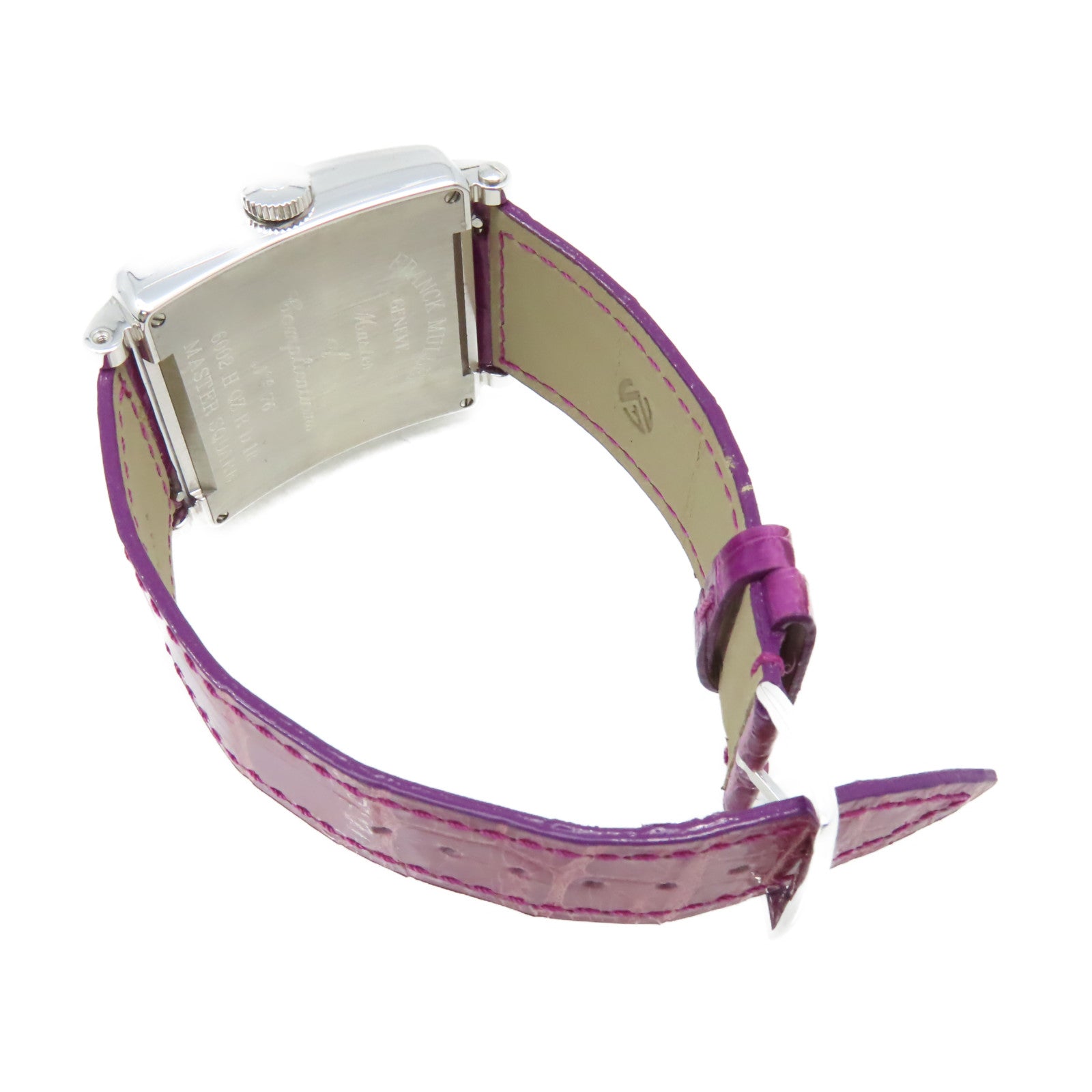 FRANCK MULLER Master Square Dia Watch不鏽鋼/鱷魚皮革帶石英機芯手錶銀色
