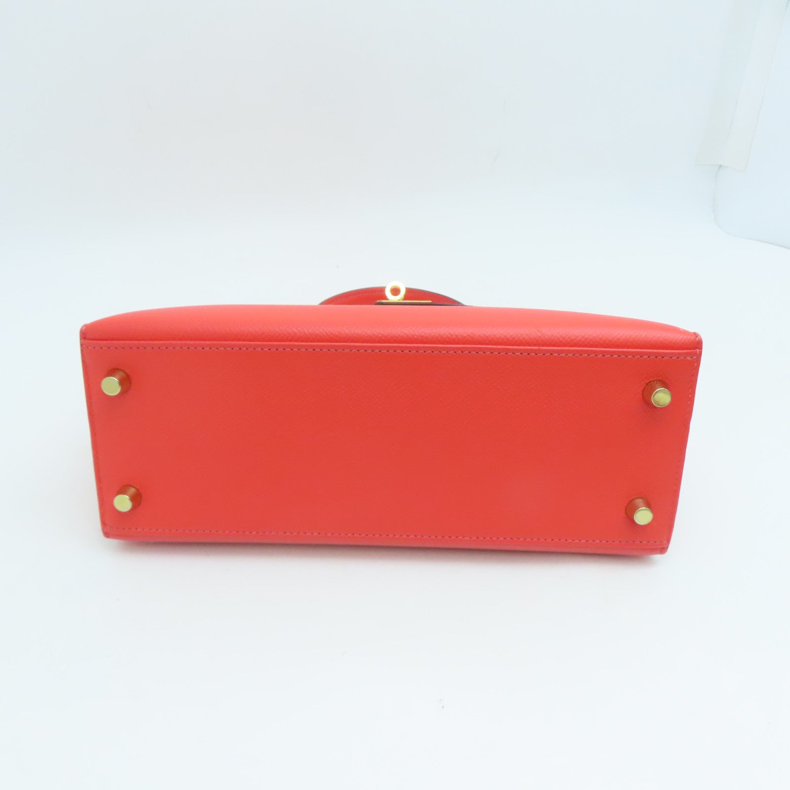 HERMES Epsom leather Kelly 25 gold buckle handle shoulder bag red