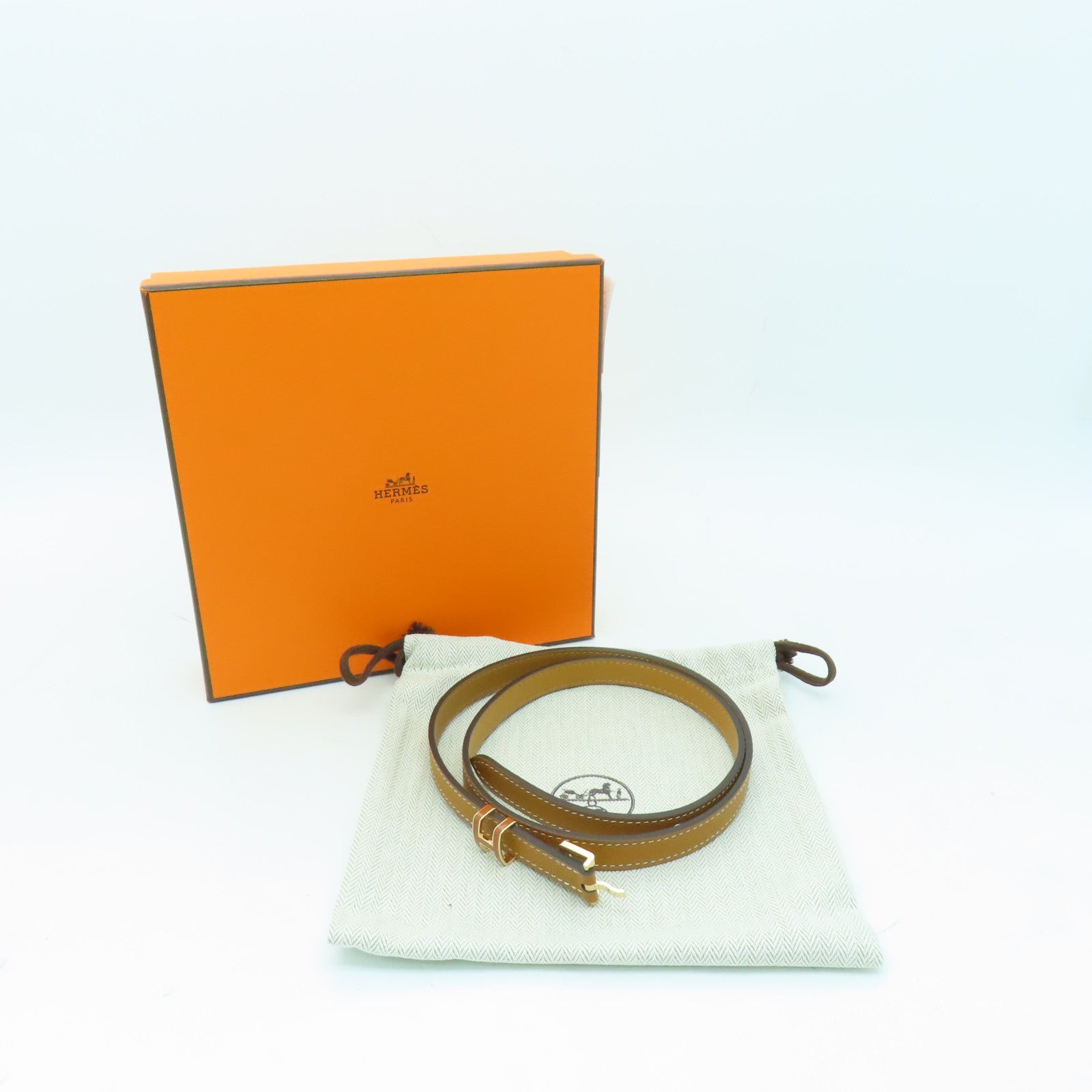 HERMES Epsom皮革Pop H Belt 75金扣皮帶Gold/啡色