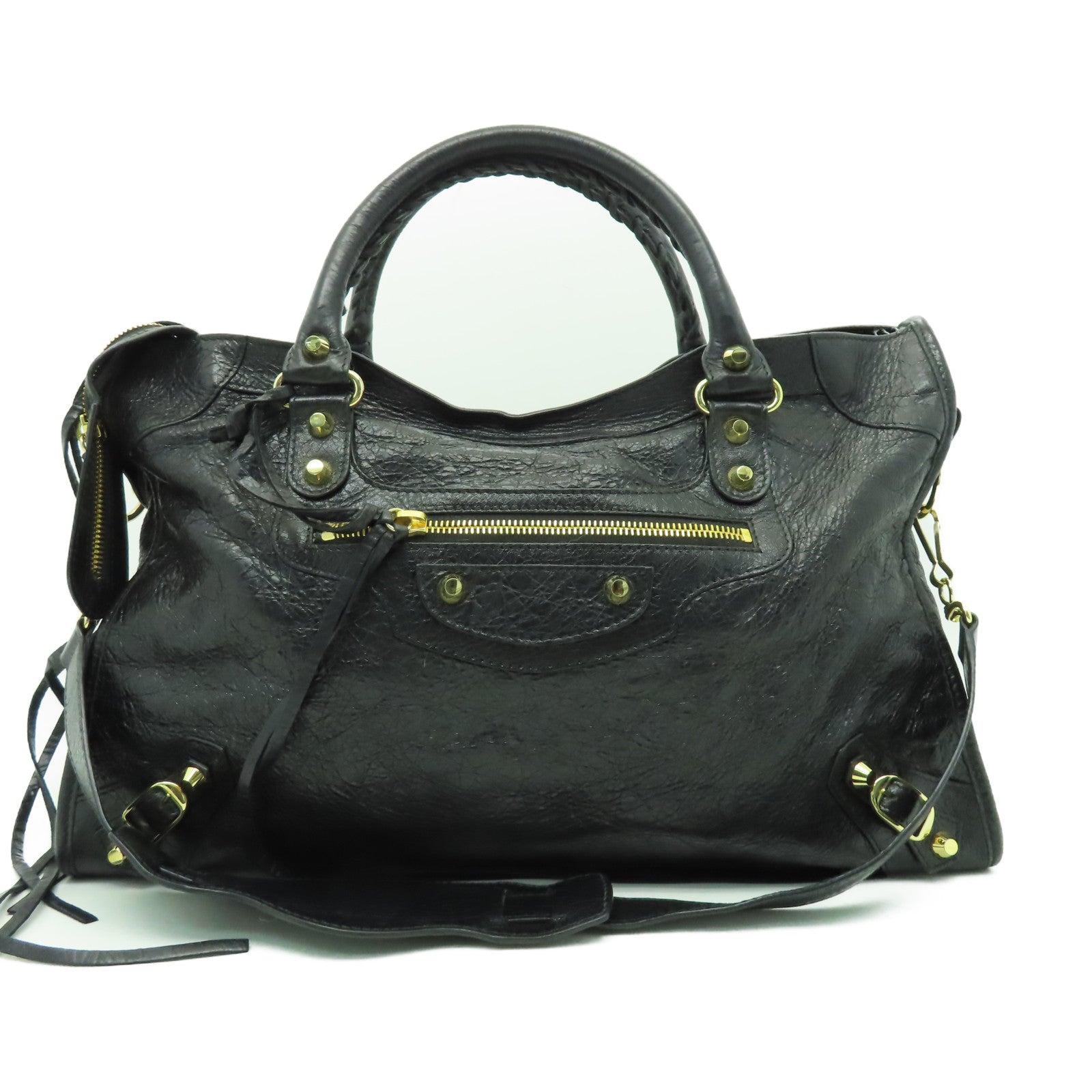 BALENCIAGA 牛皮皮革City金扣手挽肩背兩用袋黑色