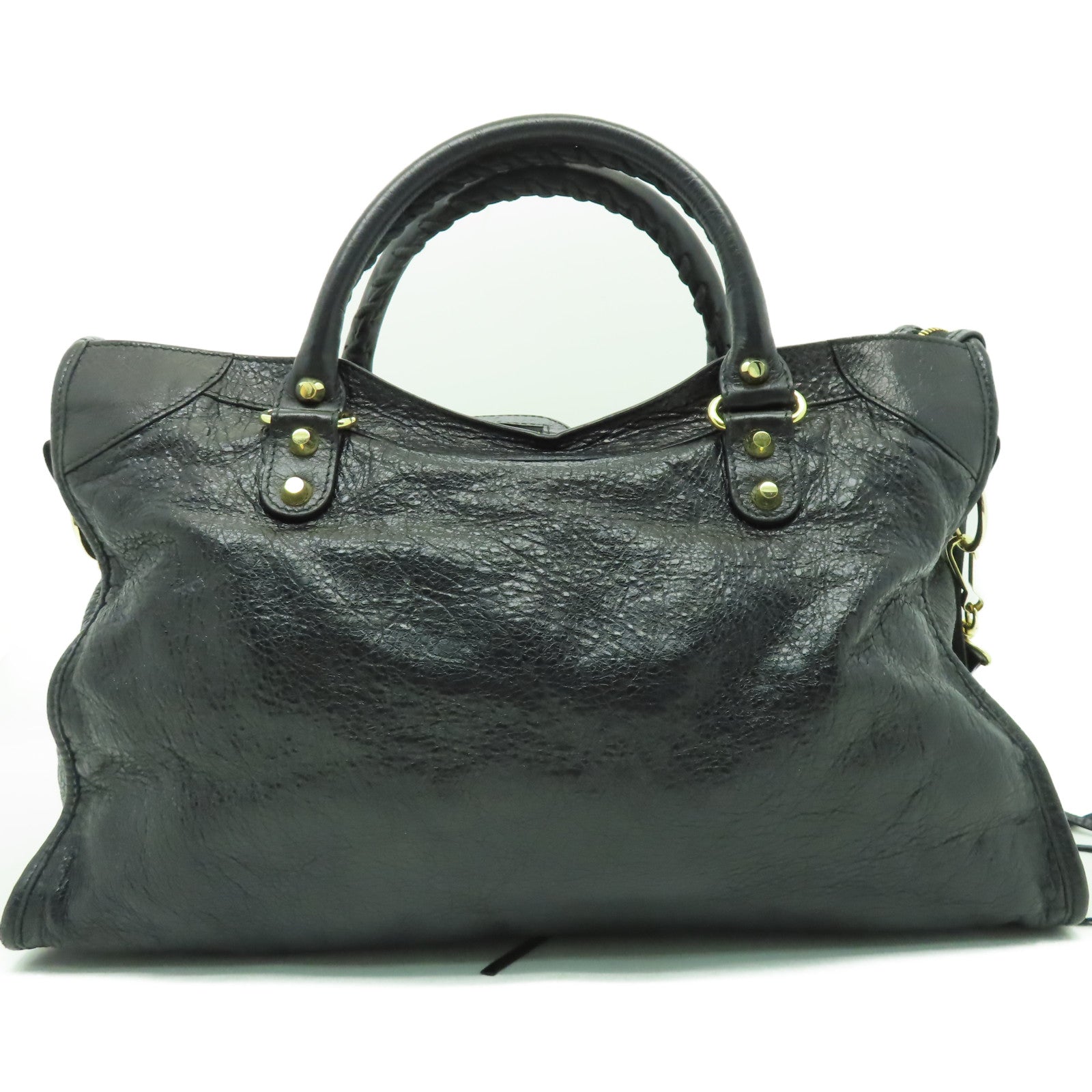 BALENCIAGA 牛皮皮革City金扣手挽肩背兩用袋黑色