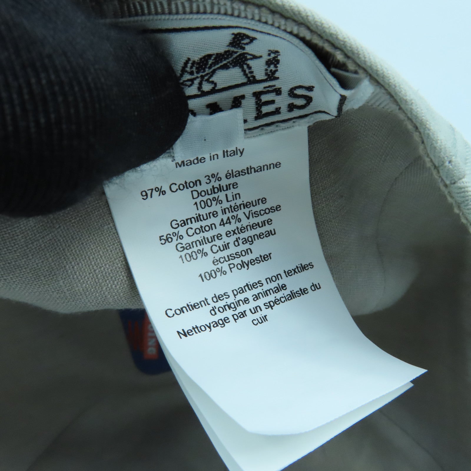 HERMES Cotton Mile H Circle Cap 59 Cap Gray