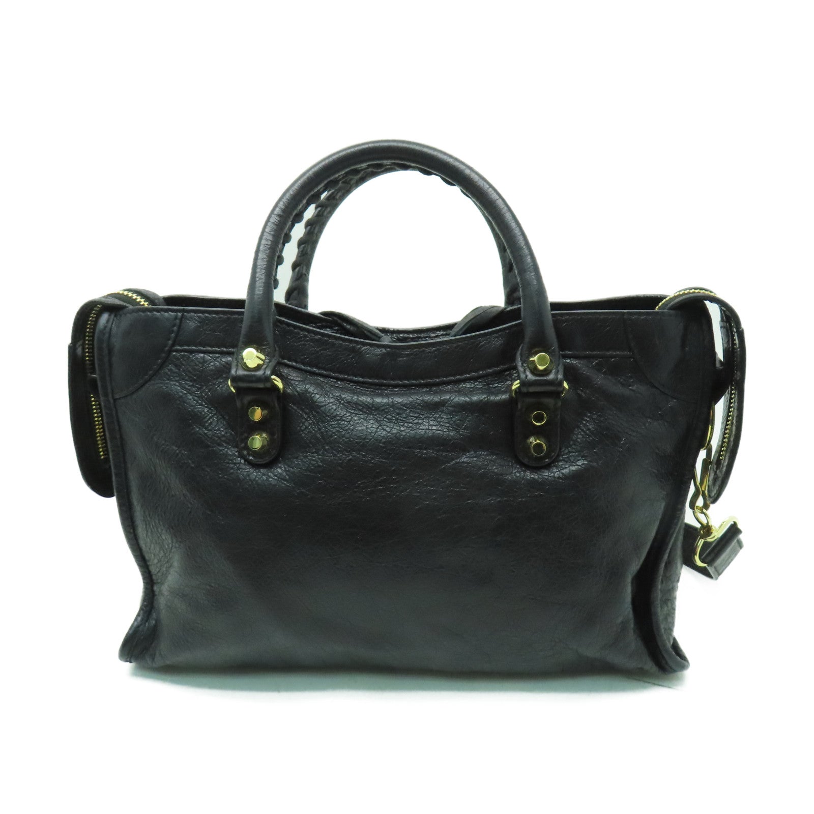BALENCIAGA 牛皮皮革Mini City金扣手挽肩背兩用袋黑色