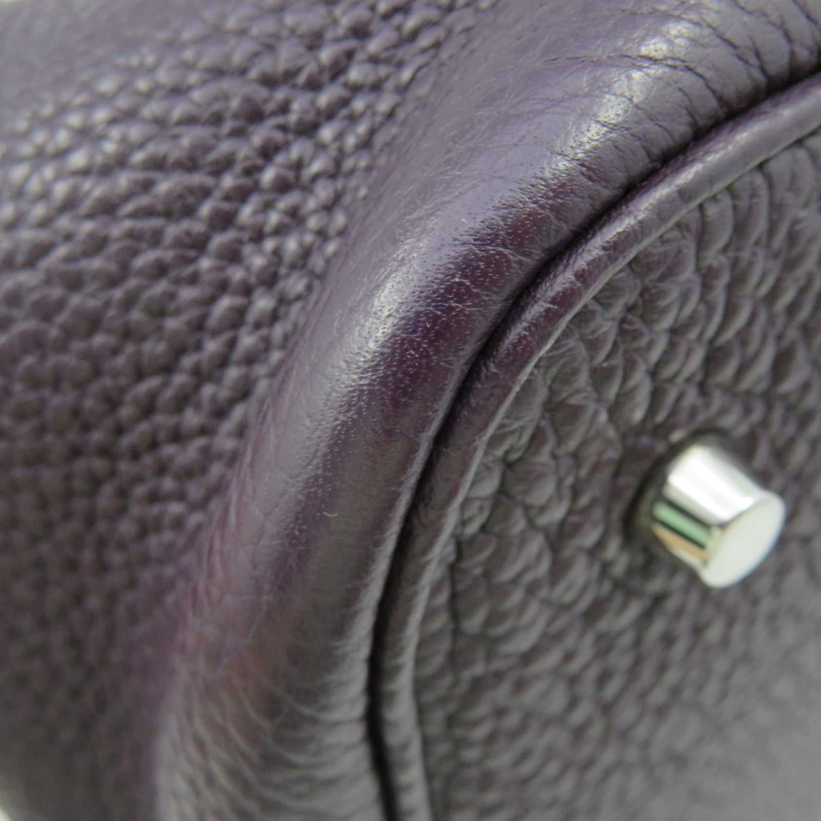 HERMES [Sharp Discount] Clemence Leather Picotin MM Silver Buckle Hand Bag Purple