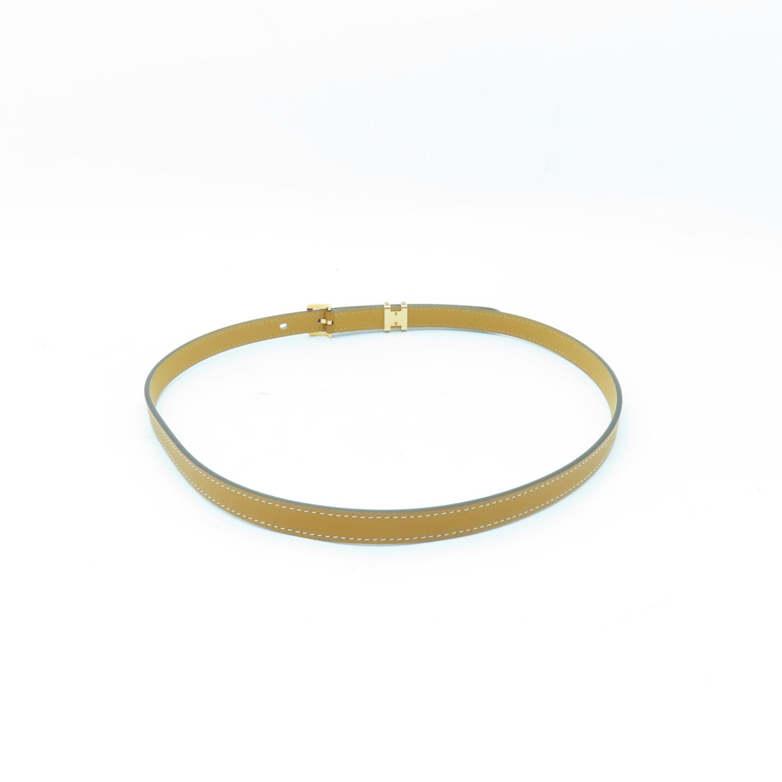 HERMES Epsom皮革Pop H Belt 75金扣皮帶Gold/啡色