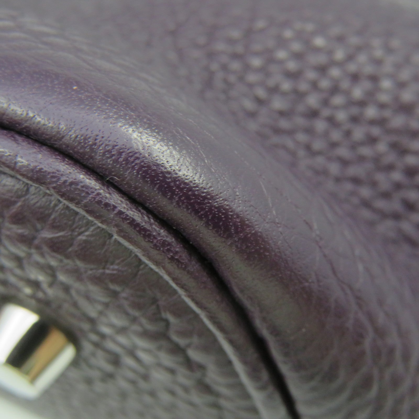 HERMES [Sharp Discount] Clemence Leather Picotin MM Silver Buckle Hand Bag Purple