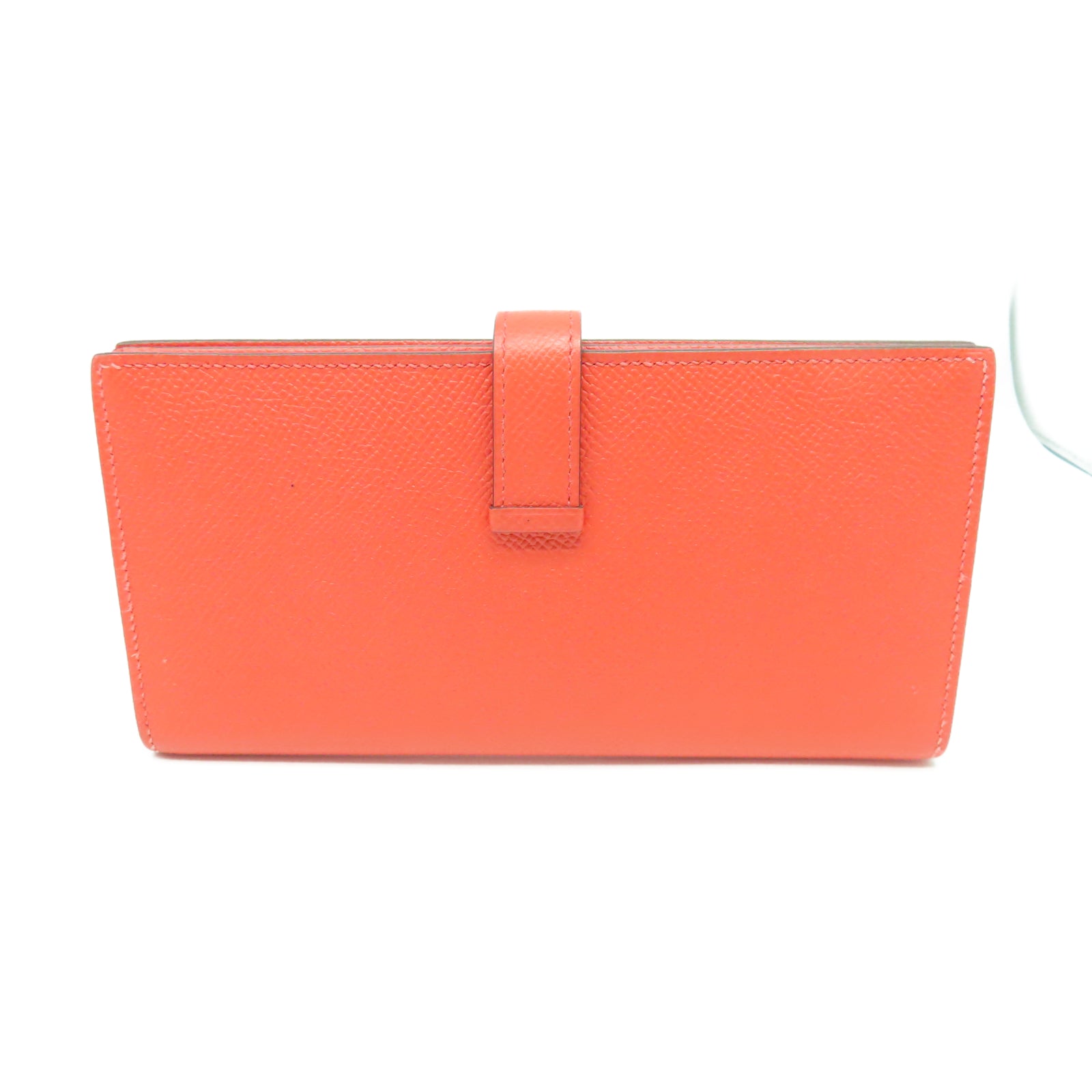HERMES Veau Epsom皮革Bearn W Snap金扣長錢包糖果紅色